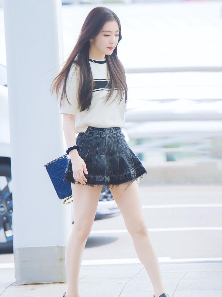Chanel Wallet On Chain Denim & Gold Blue 착용 스타일 - 1