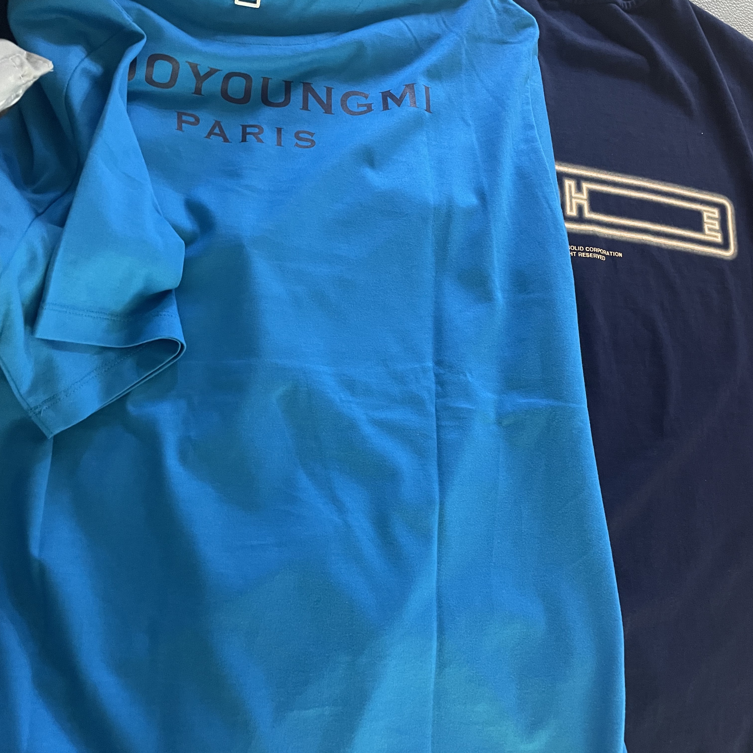 Wooyoungmi Cotton Back Logo T-Shirt Blue - 23SS 착용 스타일