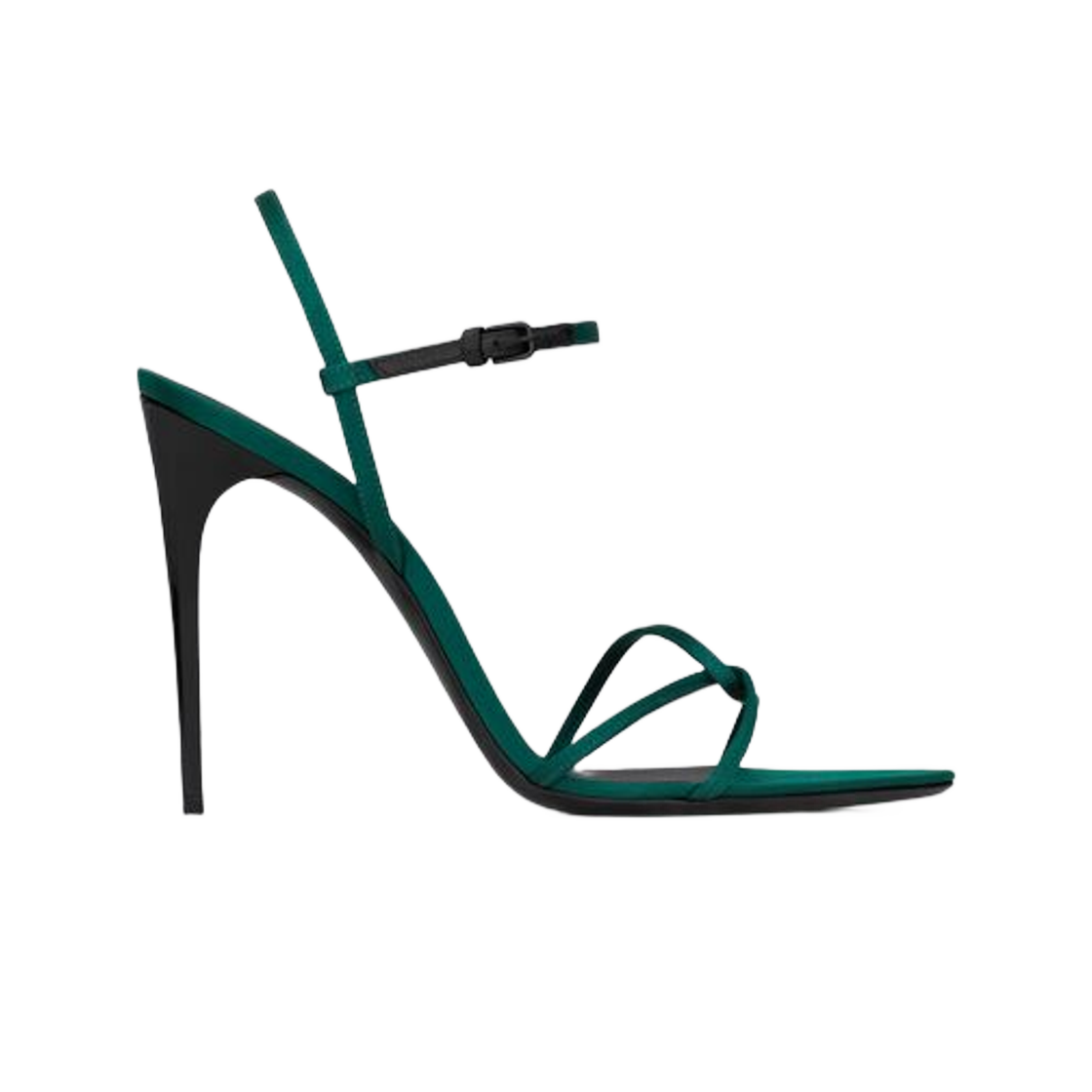(W) 생로랑 클라라 샌들 크레페 사틴 버트 사핀((W) Saint Laurent Clara Sandals in Crepe Satin Vert Sapin) - 1