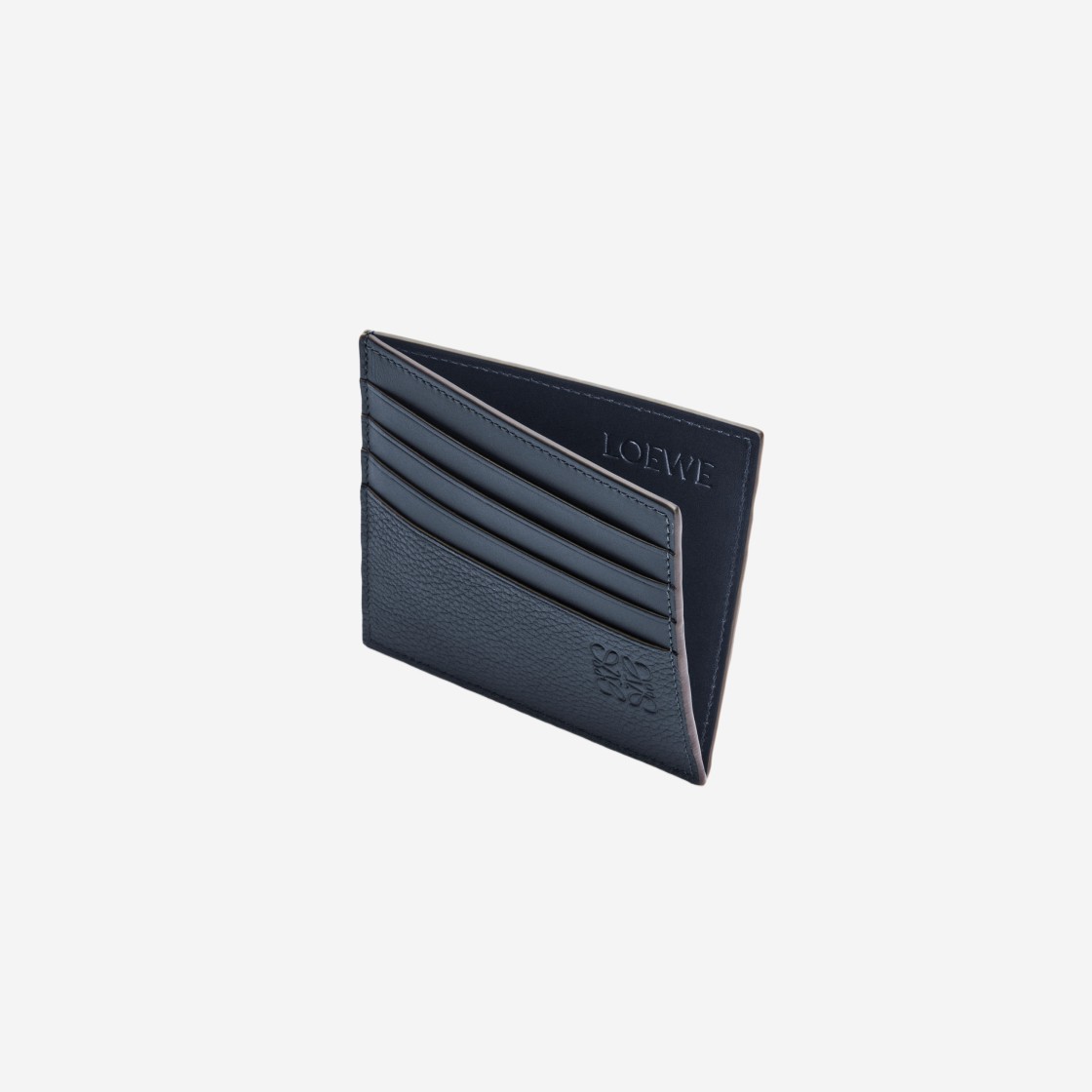 Loewe Open Plain Card Holder in Soft Grained Calfskin Onyx Blue 상세 이미지 2