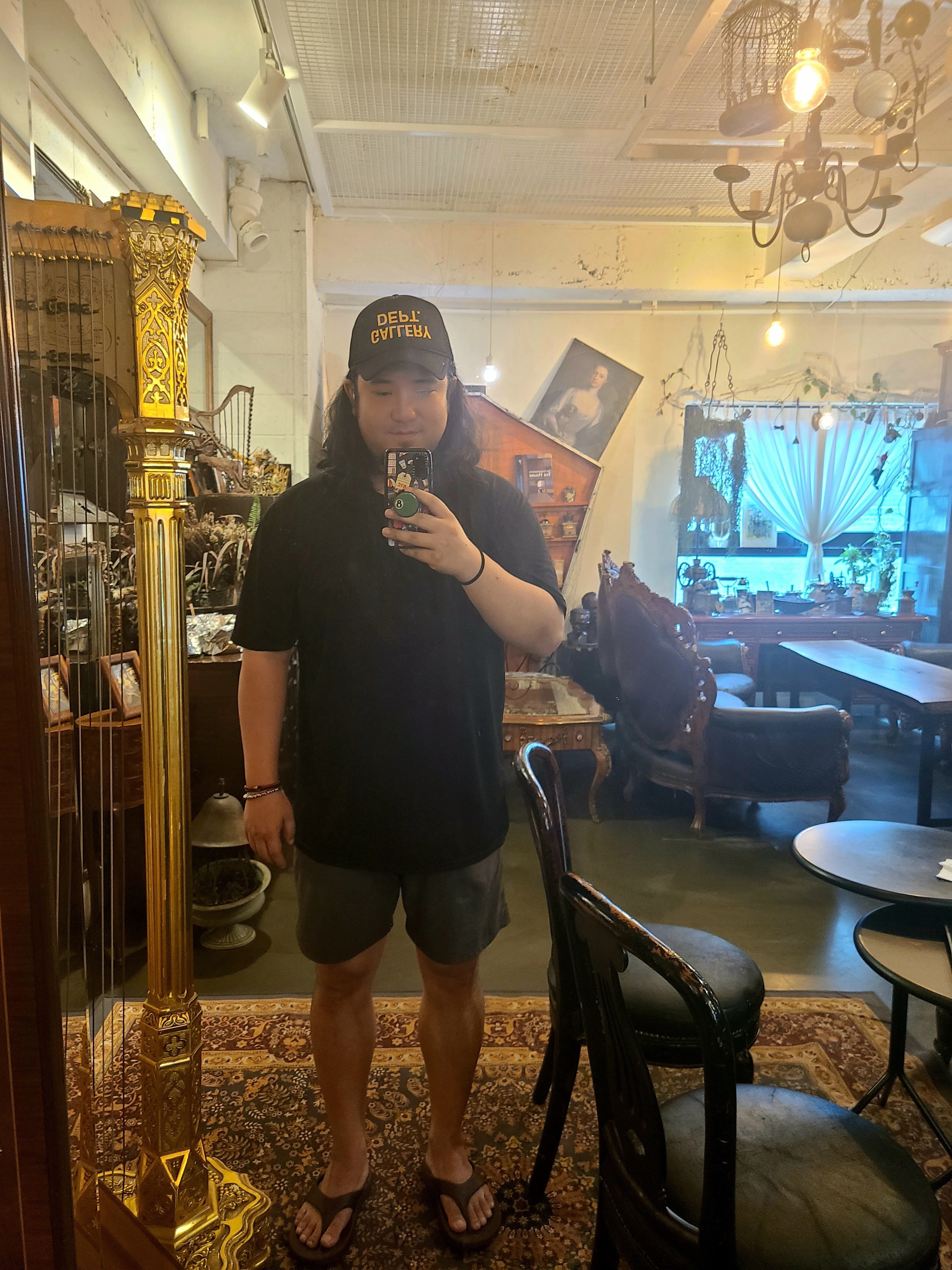 Gallery Dept. Fucked Up Trucker Cap Black, Merrell Hydro Moc AT Puff Mid 1TRL Charcoal 착용 스타일 - 4
