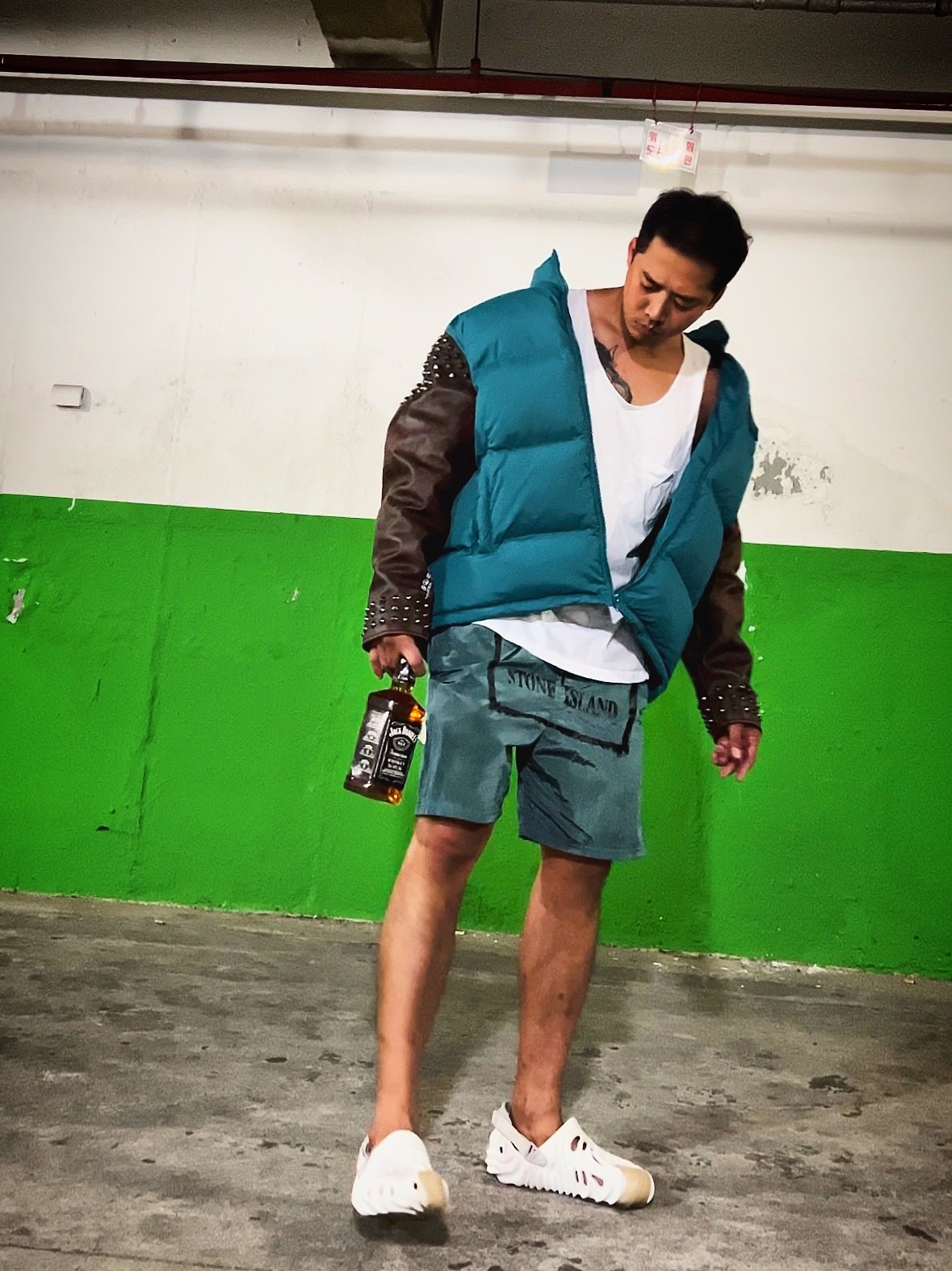 Supreme x Undercover Puffer Jacket Teal - 23SS, Stone Island B0992 Nylon Metal Stencil Print Swimming Trunk Black - 21SS 착용 스타일 - 1