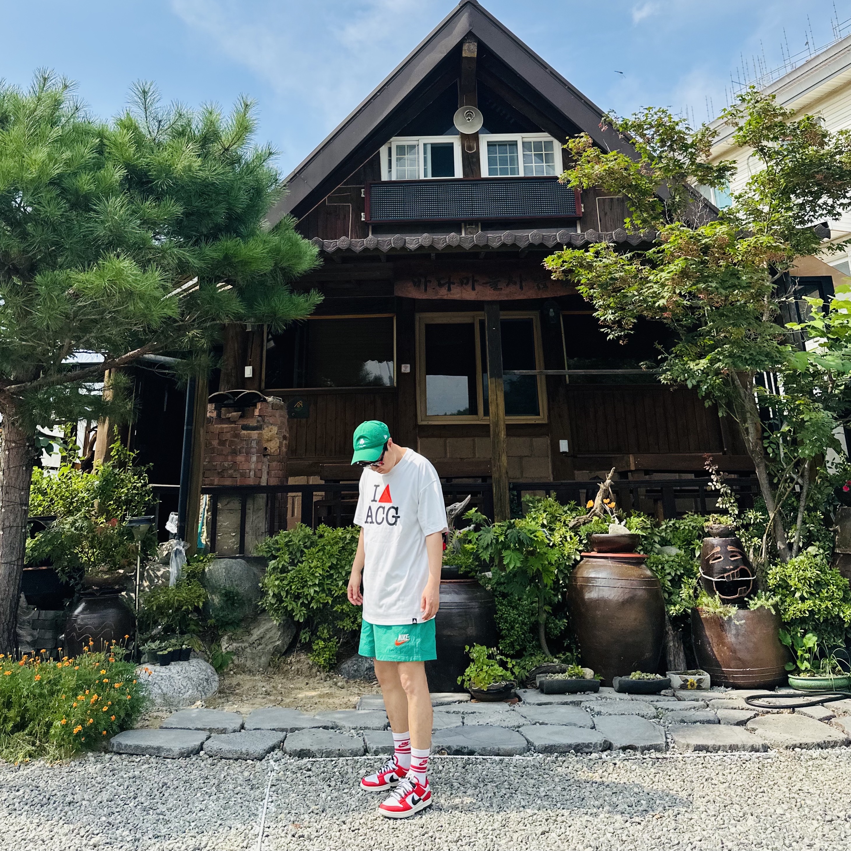 Nike NRG Heart ACG T-Shirt White - US/EU, Nike Essential Crew Socks Stripe University Red (3 Pack/Korean Ver.) ์ฐฉ์ฉ ์คํ์ผ - 3