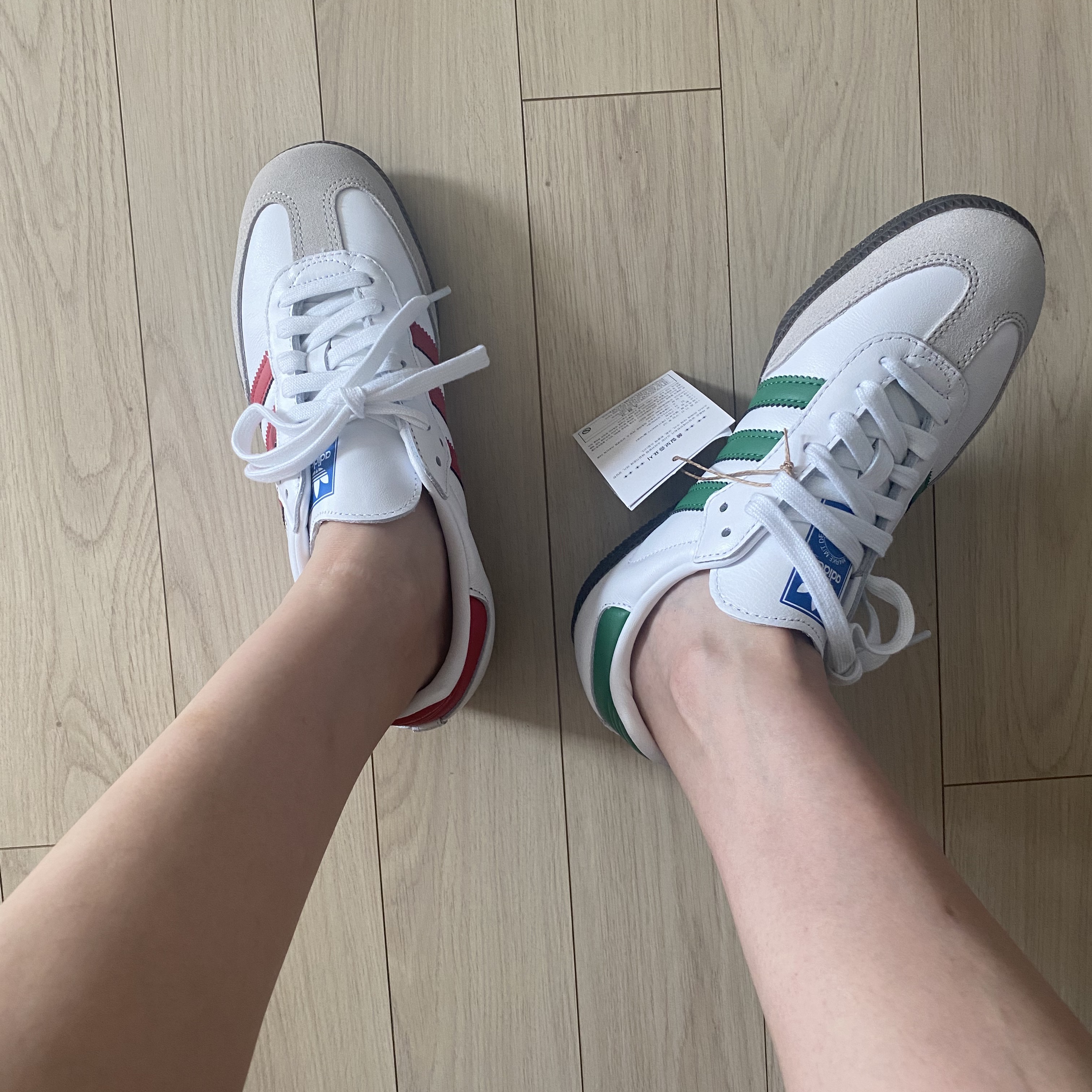 Adidas Samba OG White Green, Adidas Samba OG White Better Scarlet 착용 스타일 - 1