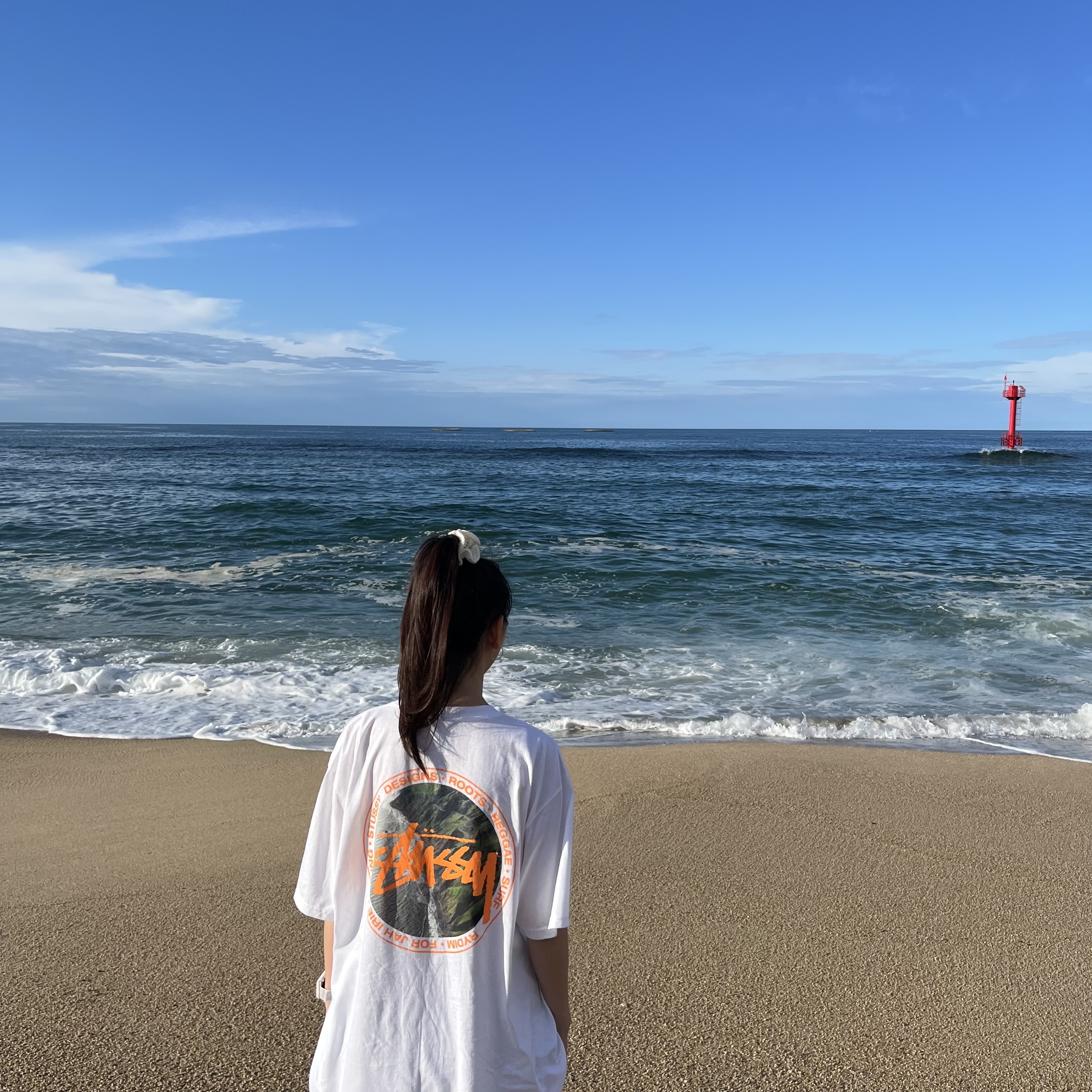 Stussy Coastline T-Shirt White 착용 스타일