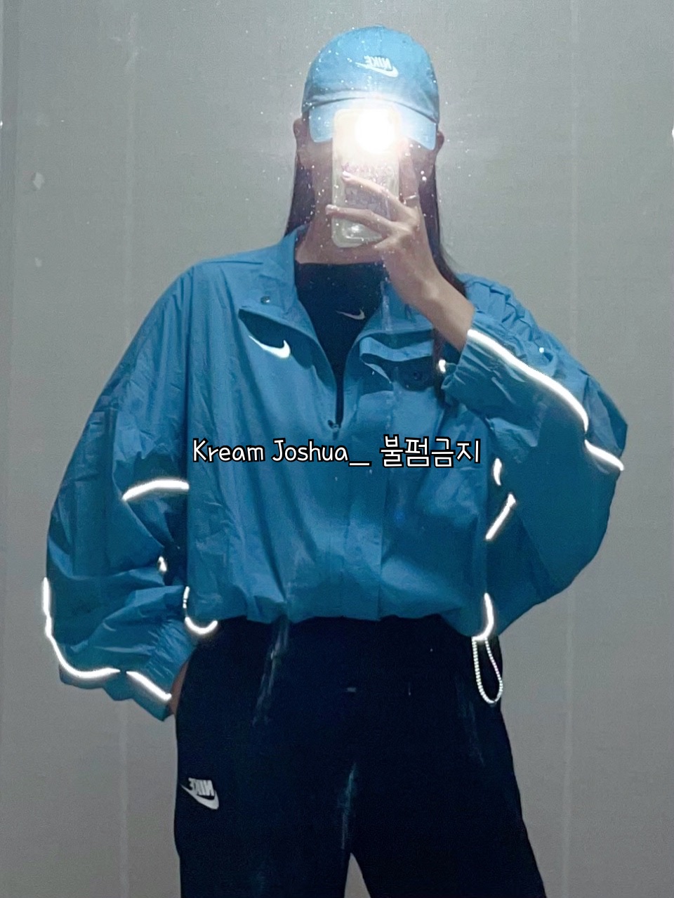 Nike Heritage 86 Futura Washed Cap Black White, (W) Nike Run Division Jacket Cerulean - US/EU 착용 스타일 - 2