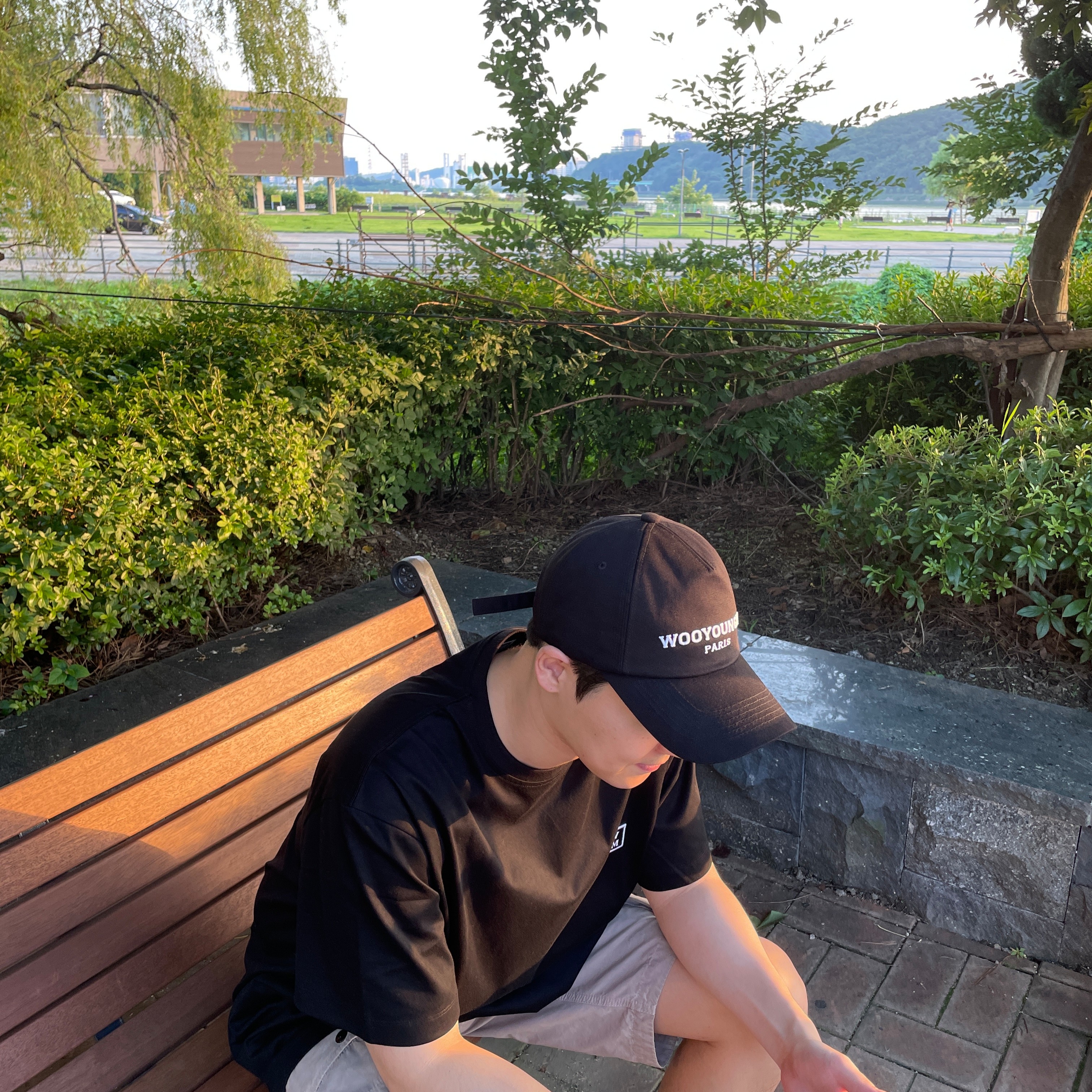 Wooyoungmi Embroidered Ball Cap Black - 23SS 착용 스타일