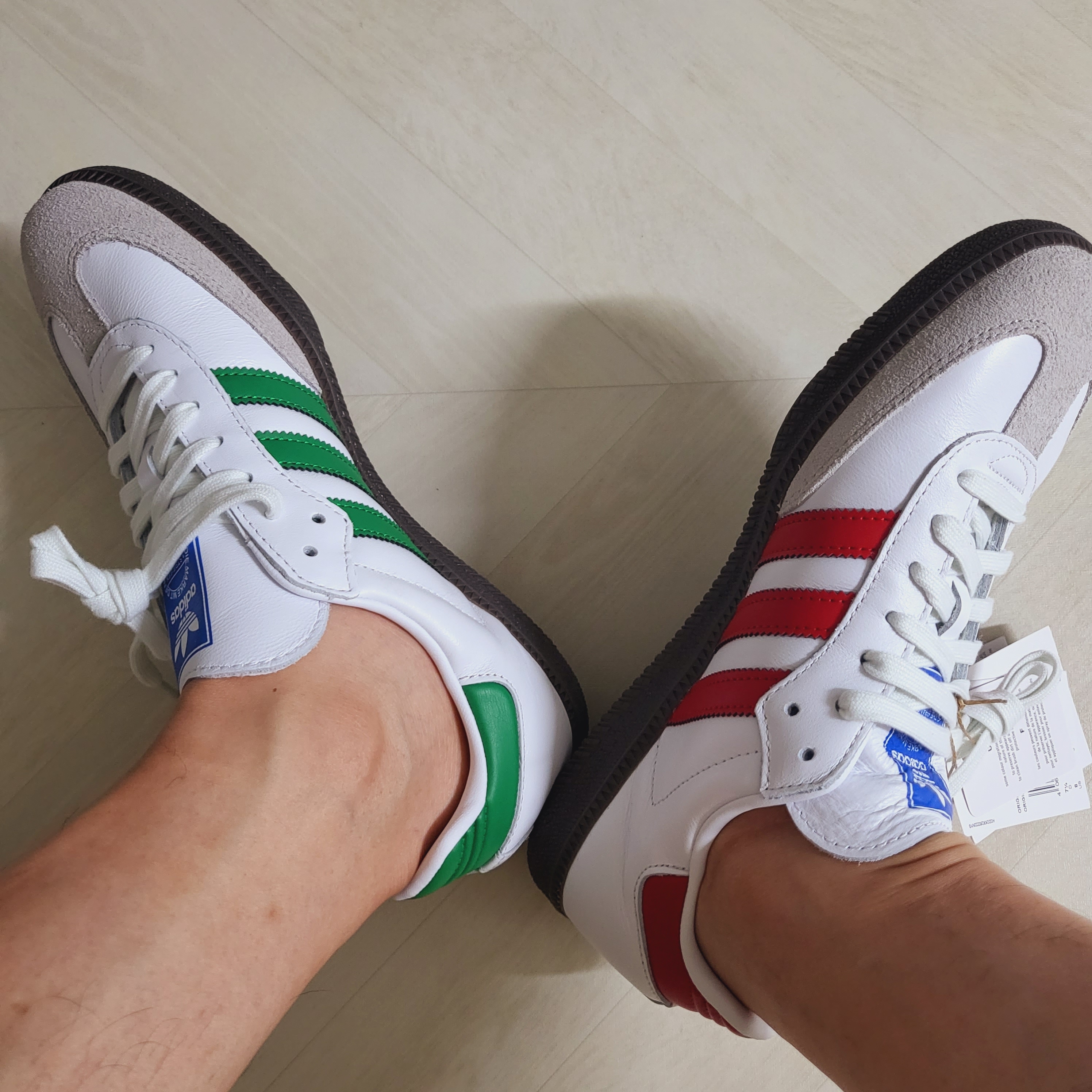 Adidas Samba OG White Green, Adidas Samba OG White Better Scarlet 착용 스타일 - 4