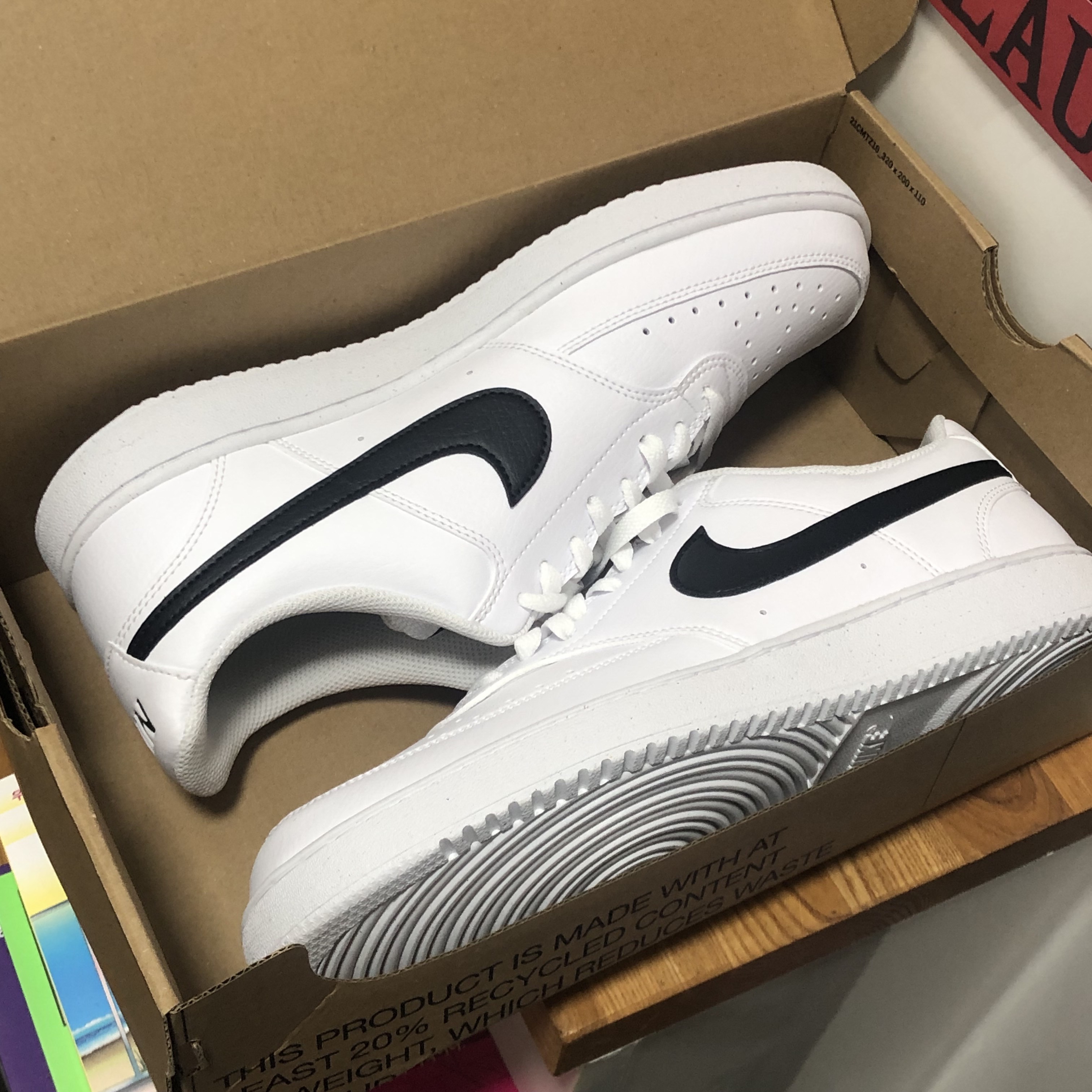 Nike Court Vision Low Next Nature White Black 착용 스타일