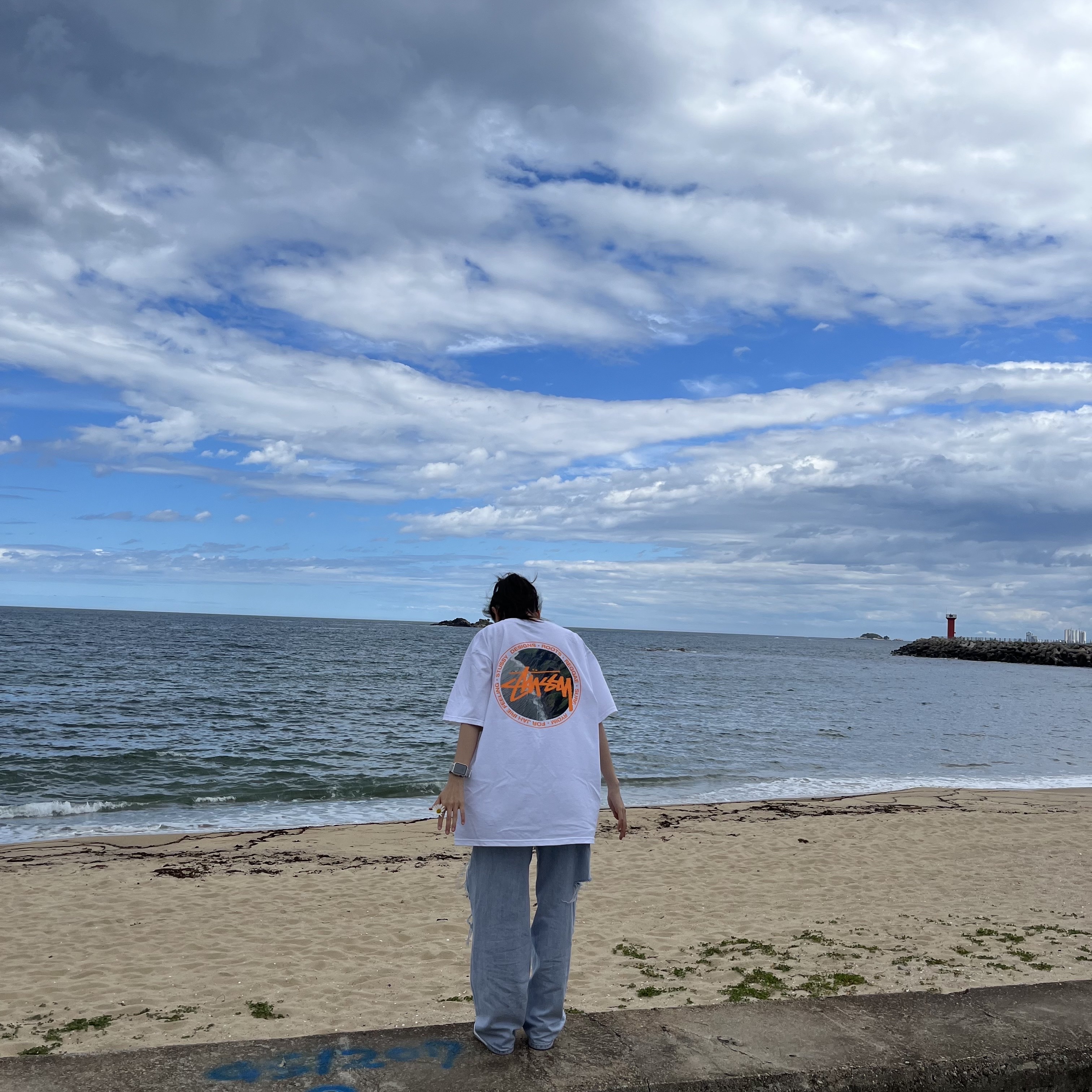 Stussy Coastline T-Shirt White 착용 스타일
