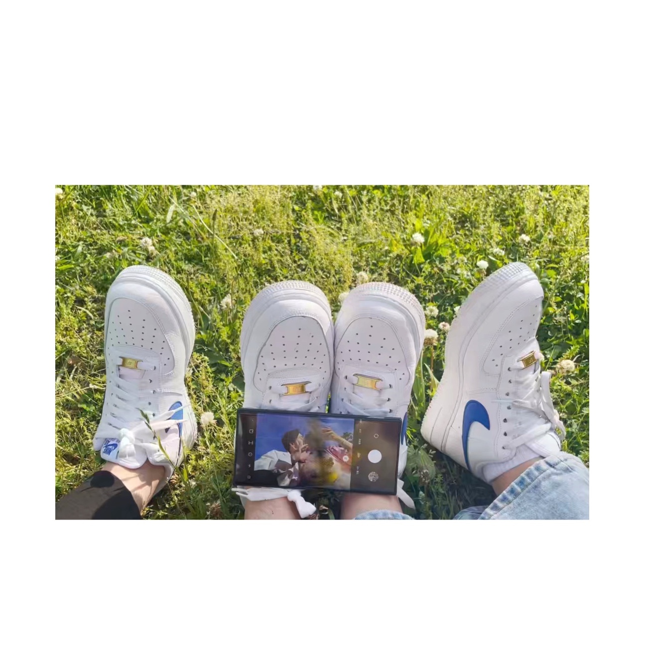 Nike Air Force 1 '07 White Royal Blue 착용 스타일 - 1