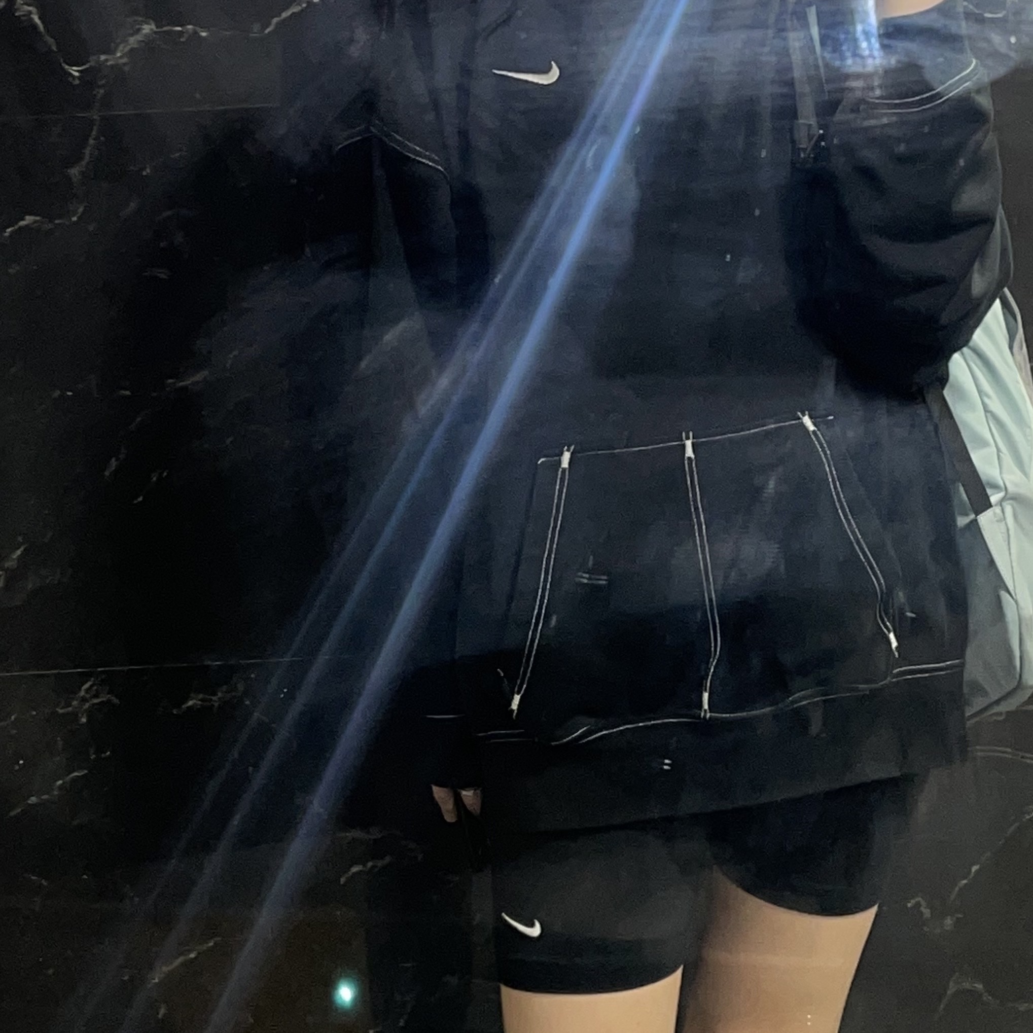 (W) Nike Essential Mid Rise Bike Shorts Black - Asia 착용 스타일