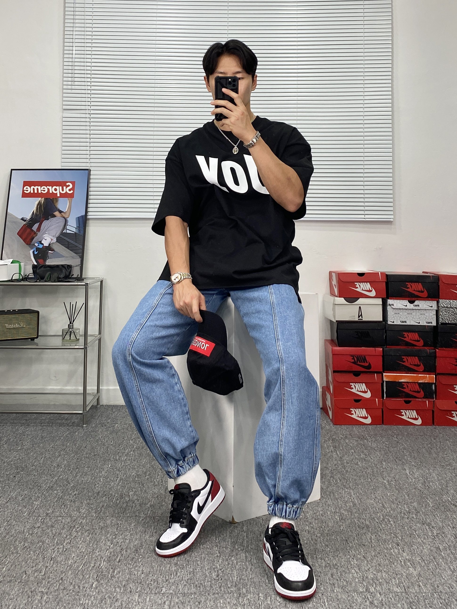 Jordan 1 Retro Low OG Black Toe 착용 스타일 - 5