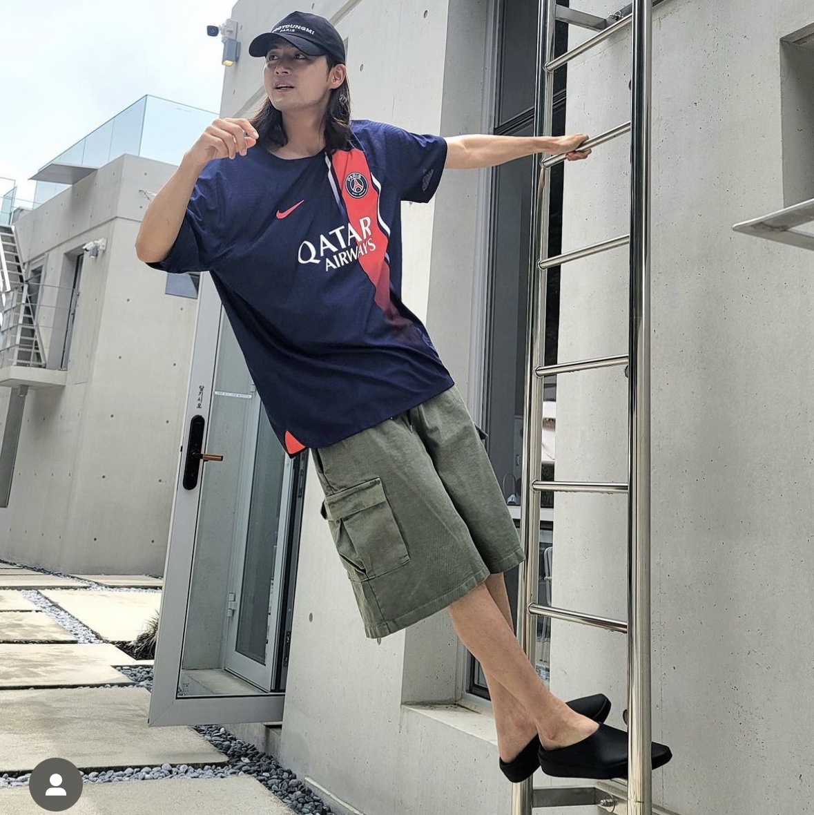 Nike Paris Saint-Germain 2023/24 Dri-Fit ADV Match Home SS Jersey Midnight Navy (Non Marking Ver.), Wooyoungmi Embroidered Ball Cap Black - 23SS 착용 스타일