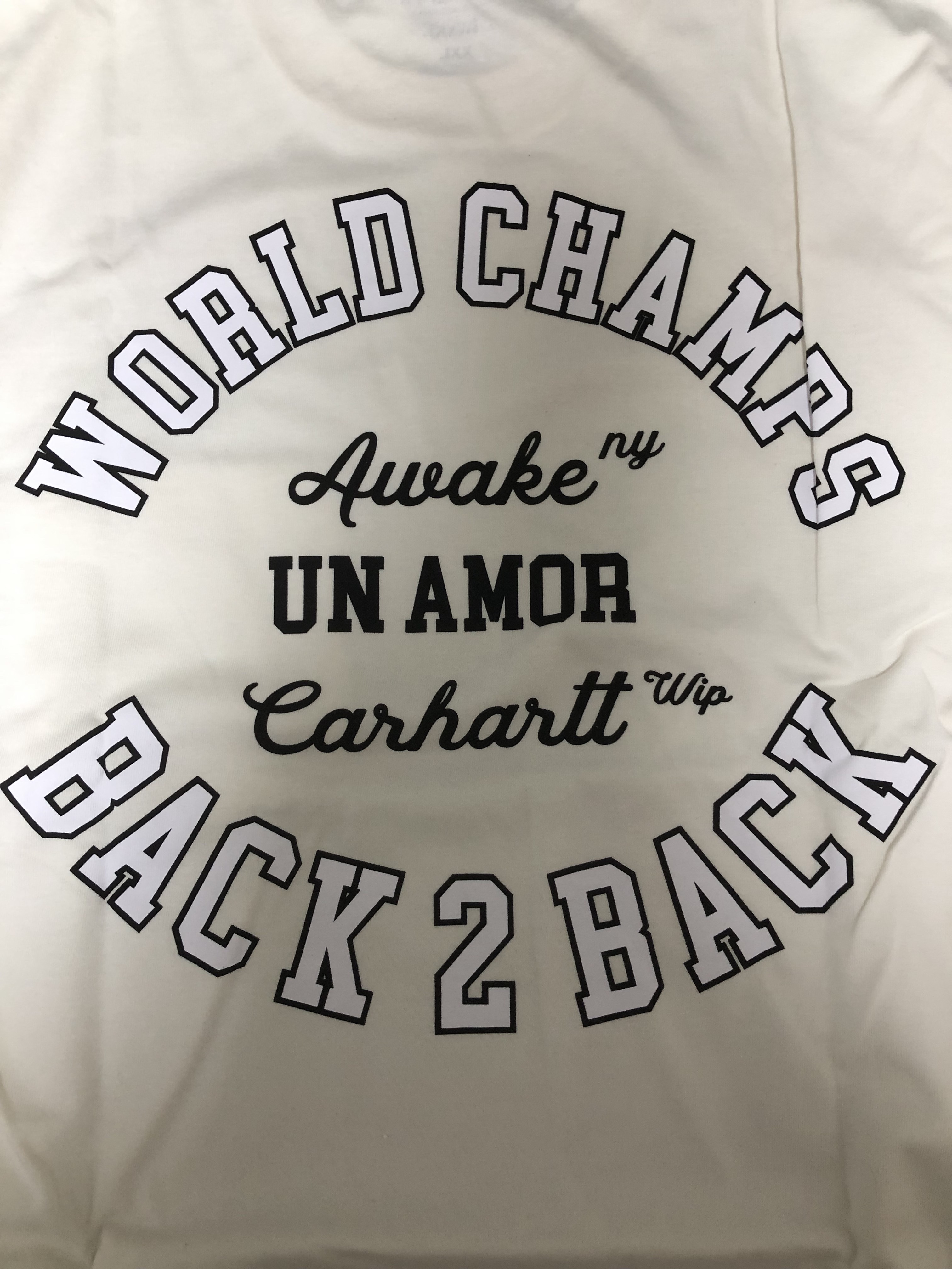 Carhartt WIP x Awake NY Pocket T-Shirt Cream 착용 스타일