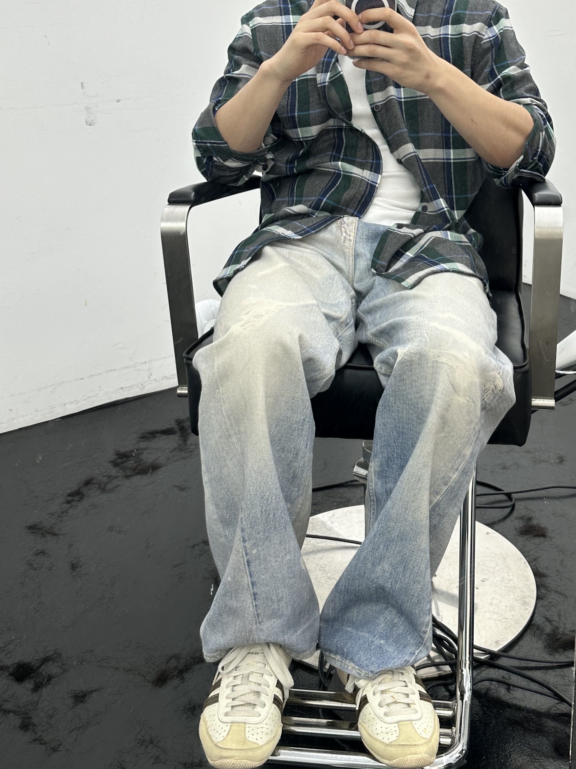 Our Legacy Third Cut Digital Denim Print, Adidas x Wales Bonner Japan Shoes Cream White 착용 스타일