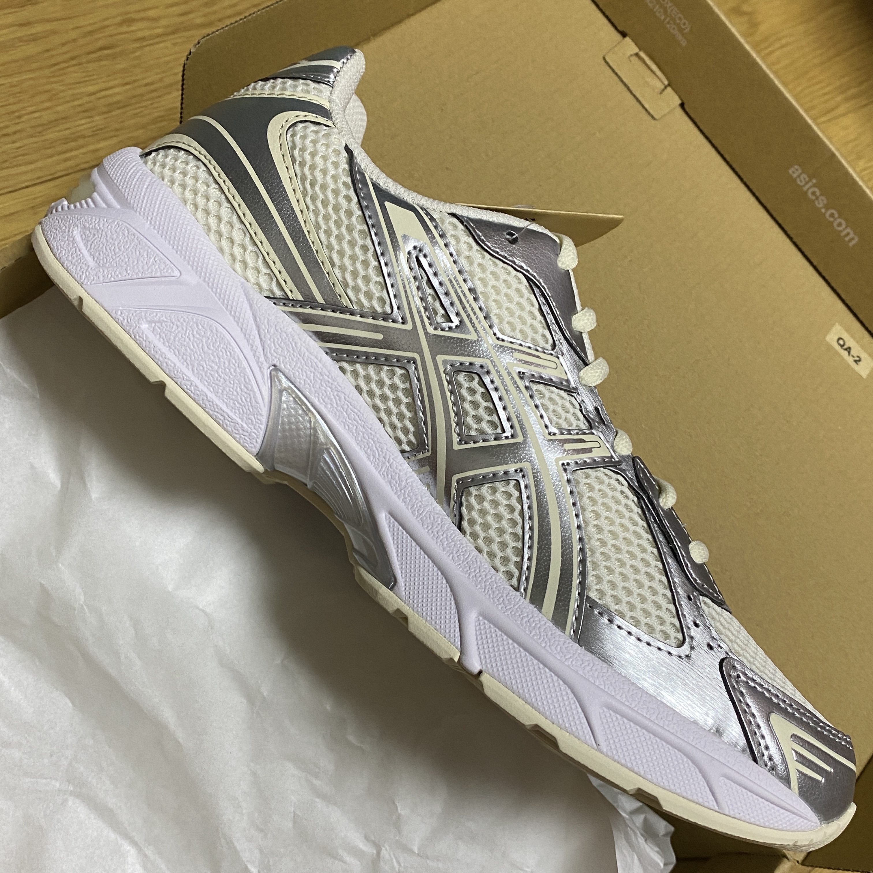 (W) Asics Gel-1130 Cream Pure Silver 착용 스타일