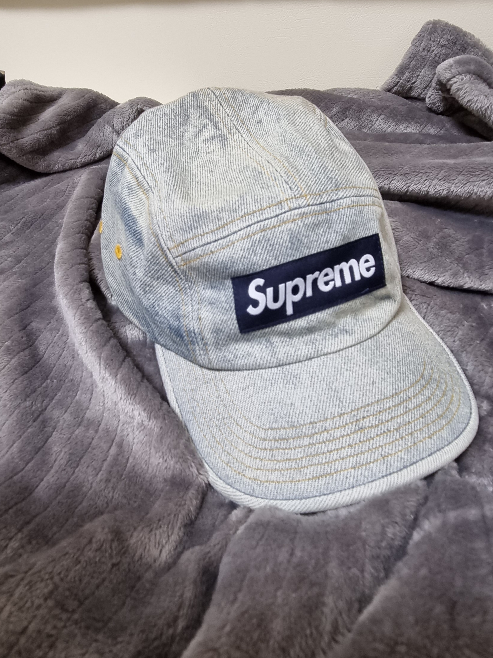 Supreme Denim Camp Cap Dirty Indigo - 23SS 착용 스타일