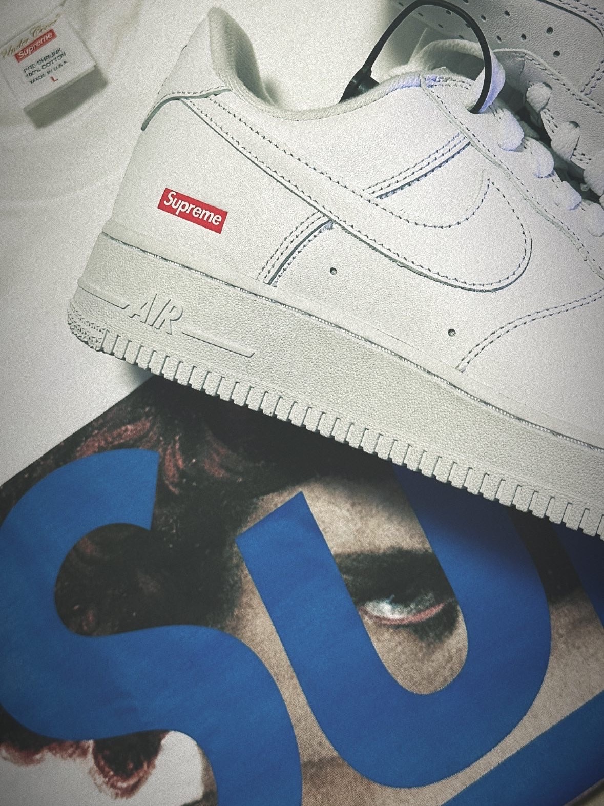 Supreme x Undercover Face T-Shirt White - 23SS, Nike x Supreme Air Force 1 Low White 착용 스타일