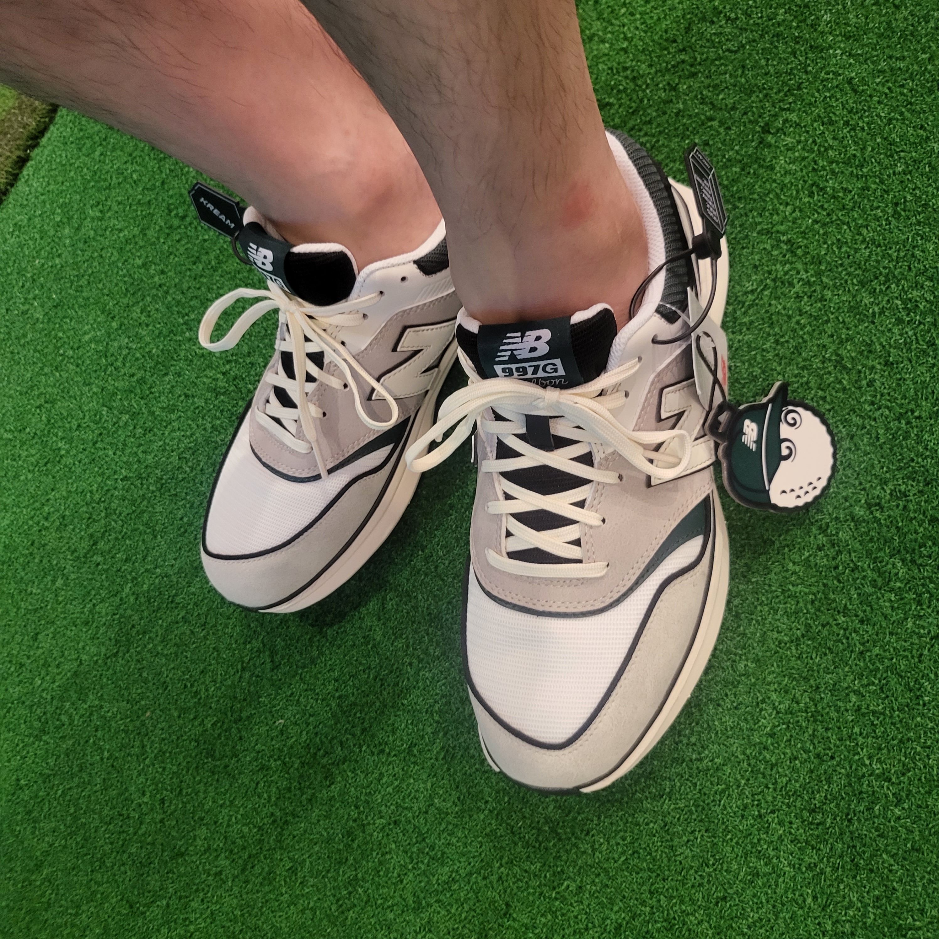 New Balance x Malbon 997 Golf Grey Green 착용 스타일