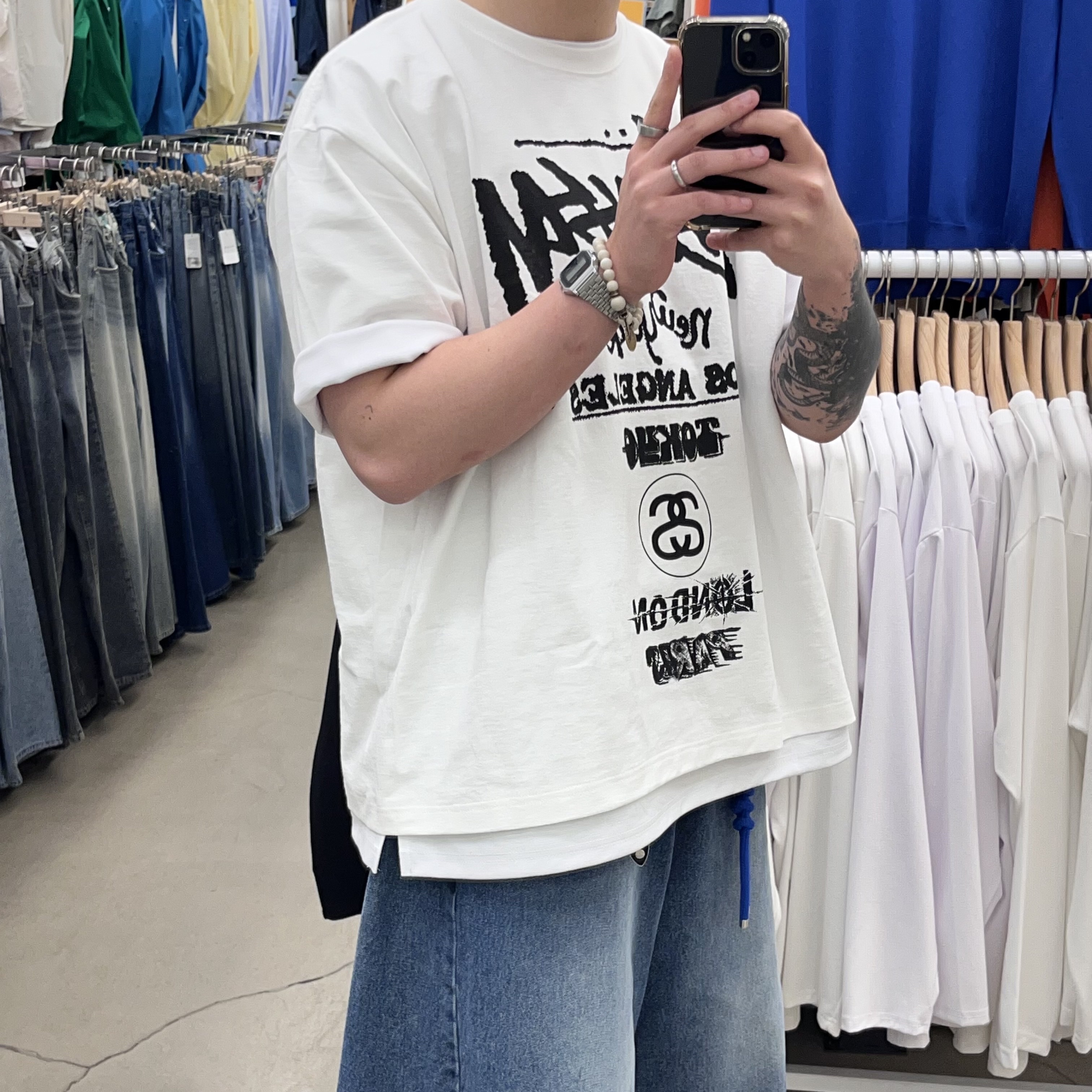 Stussy Tour T-Shirt White 착용 스타일