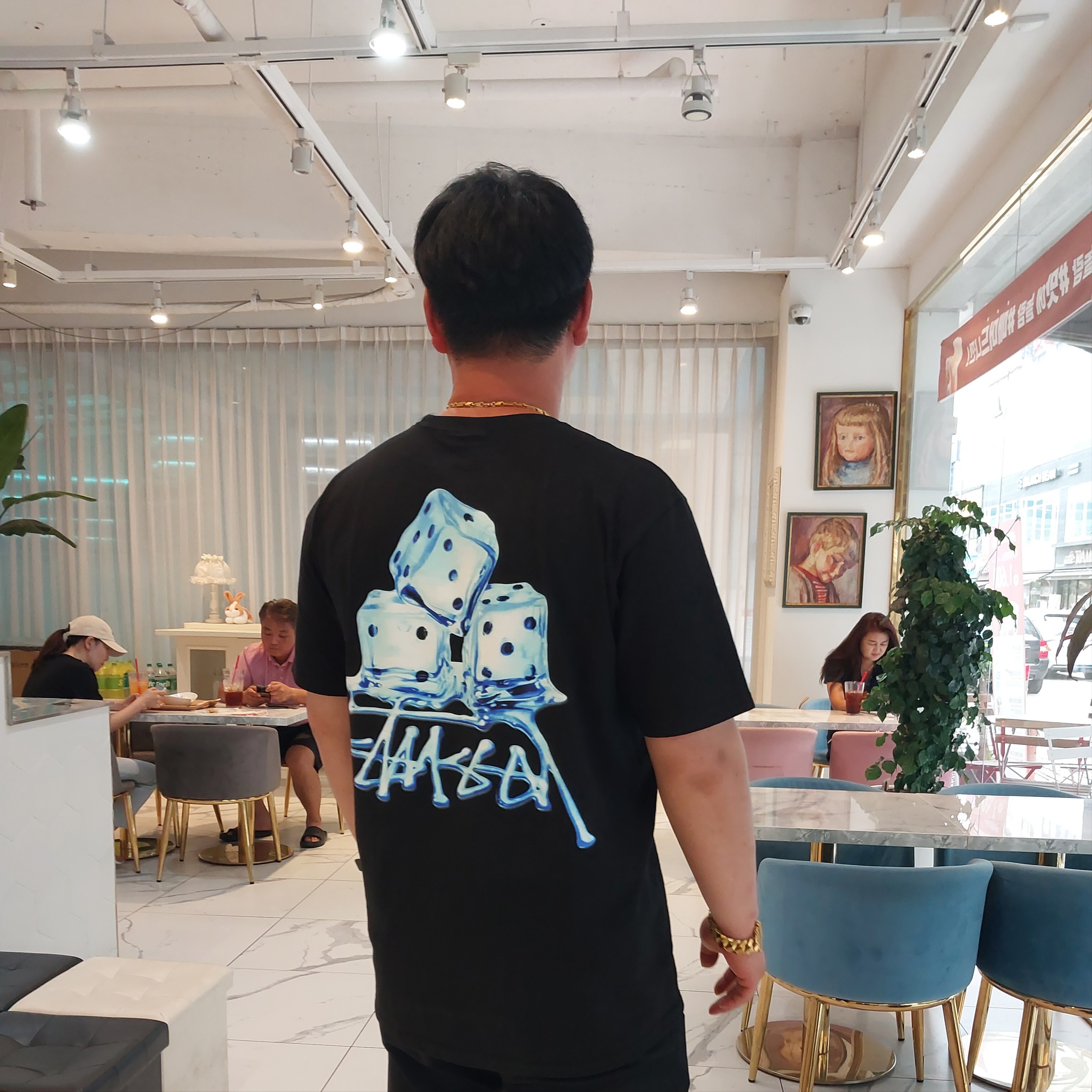 Stussy Melted T-Shirt Black 착용 스타일