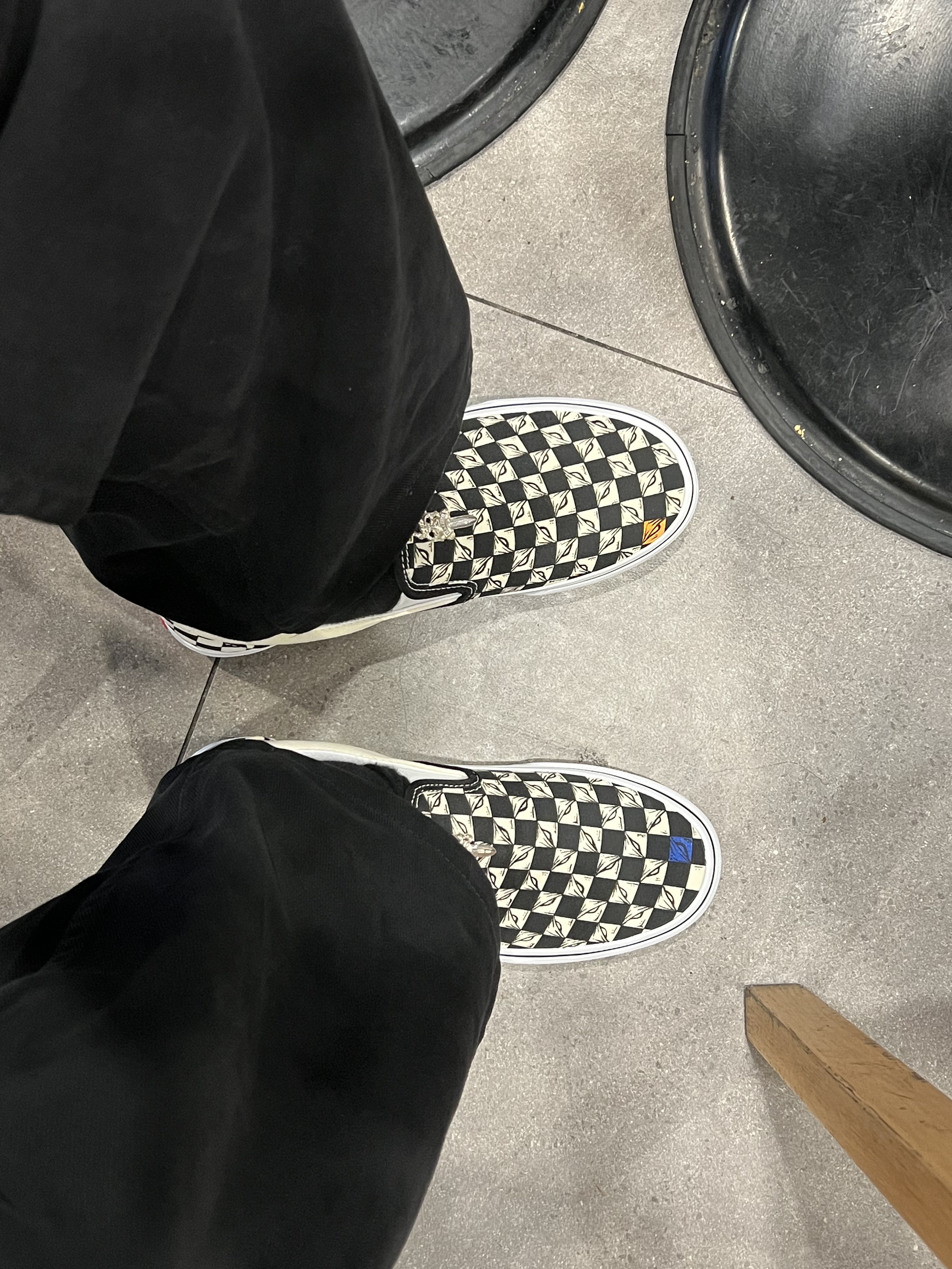 Vans Slip-On Checkerboard 착용 스타일 - 2