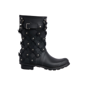 (W) Hunter x Noir Kei Ninomiya Floral Wellington Rain Boots Black