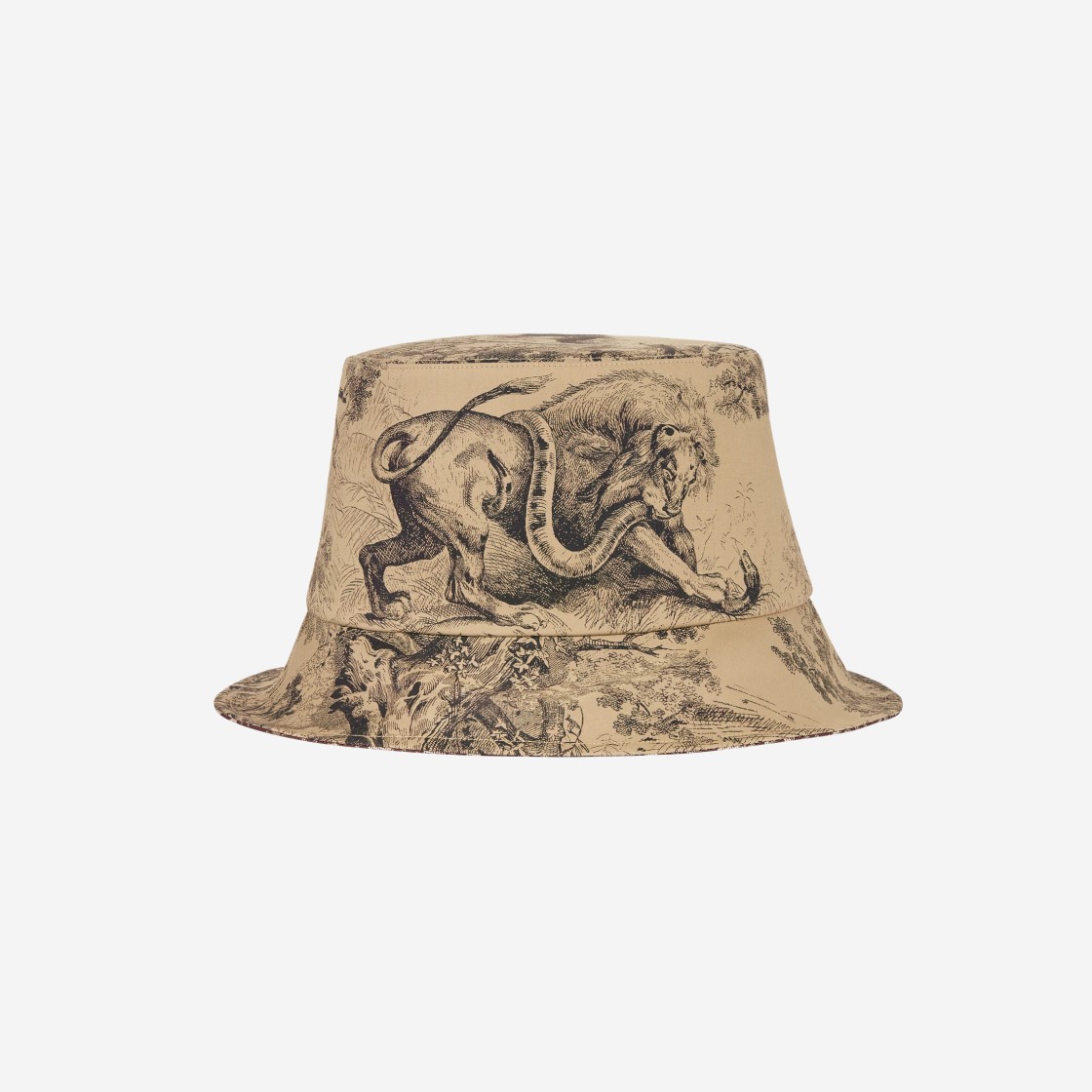 (W) Dior Reversible Teddy D Toile De Jouy Small Brim Bucket Hat Technical Cotton Hazelnut Black 상세 이미지 1