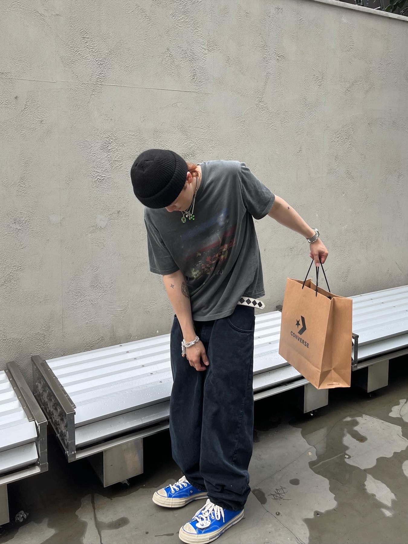 Converse x Ader Error Chuck 70 Ox Imperial Blue 착용 스타일 - 2