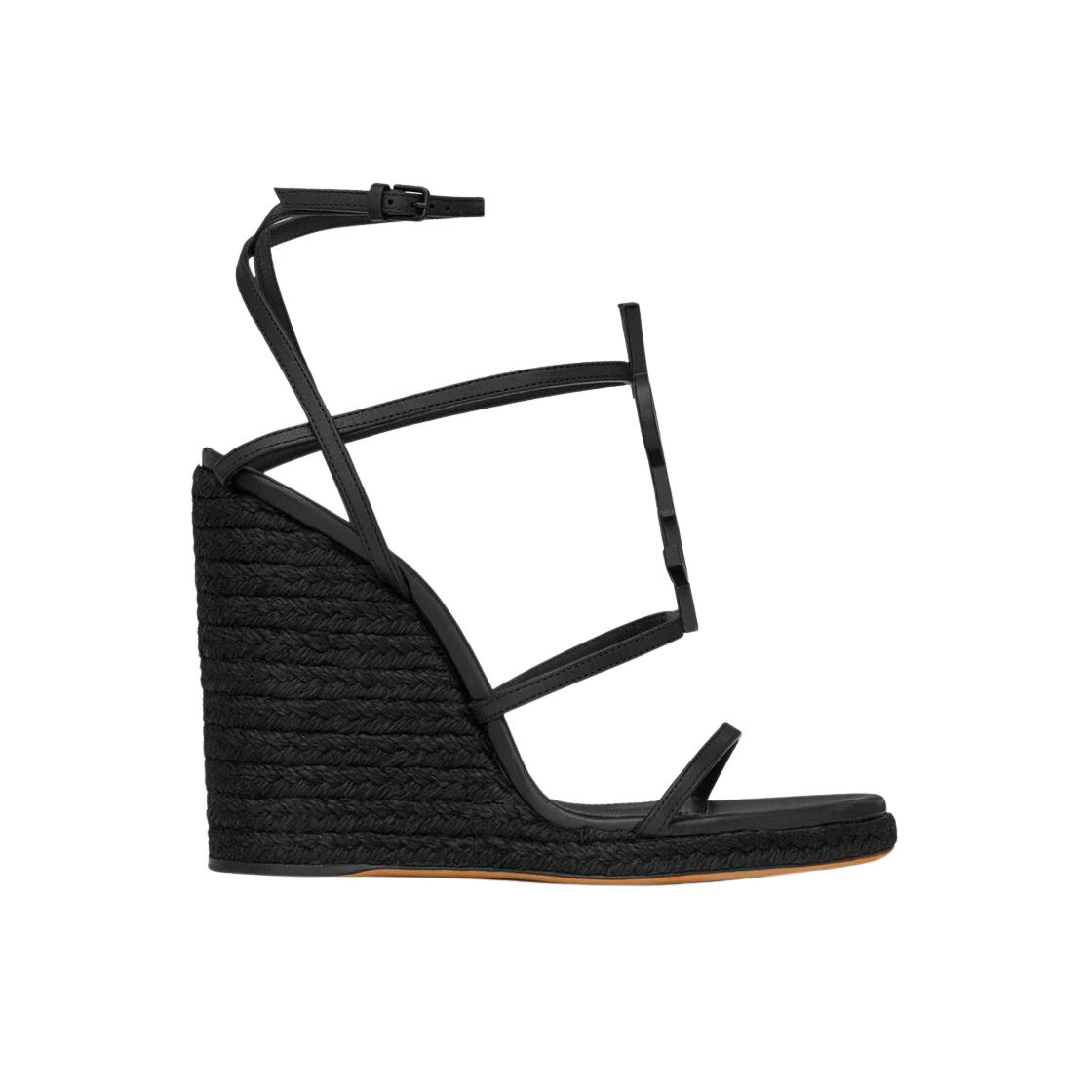 (W) 생로랑 카산드라 웻지 에스파드리유 레더 블랙((W) Saint Laurent Cassandra Wedge Espadrilles in Leather Black) - 1