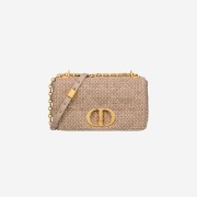 Dior Medium Caro Bag Macrocannage Tweed Embroidery Brown