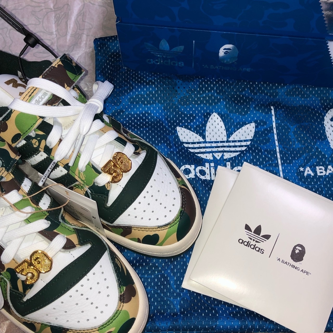 Adidas x BAPE Forum 84 Low Green Camo 착용 스타일 - 2