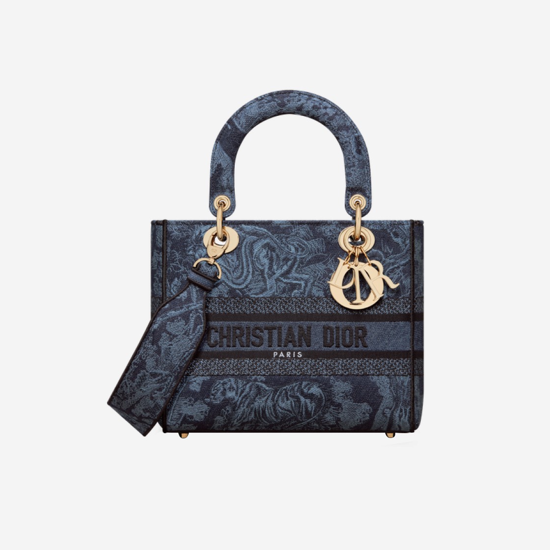 Dior Medium Lady D Lite Bag Toile De Jouy Embroidery Denim Blue 상세 이미지 1