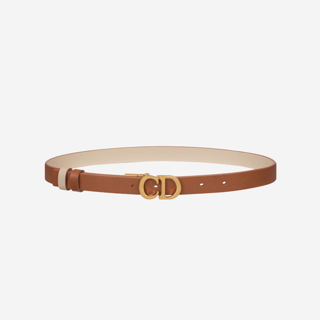 (W) Dior 20mm Reversible Smooth Calfskin Saddle Belt Golden Saddle Caramel Beige 상세 이미지 1