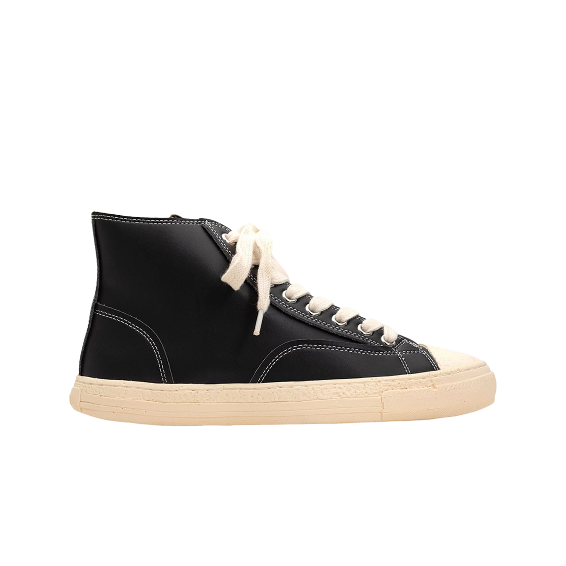 S10FW201-BLACK Mihara Yasuhiro Past Sole Synthetic Leather High-Top Sneakers Black