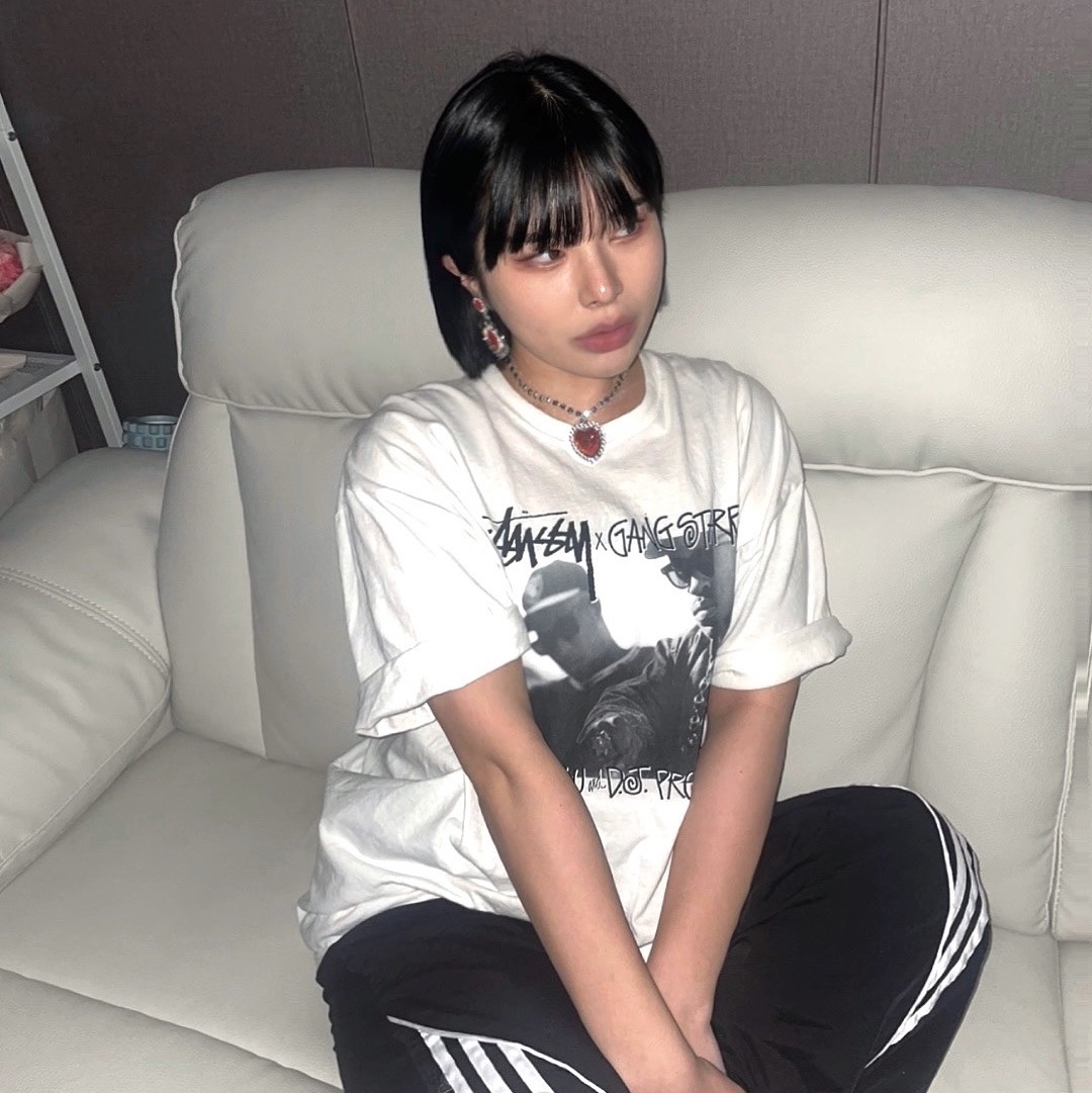 Stussy x Gang Starr Take It Personal T-Shirt White 착용 스타일