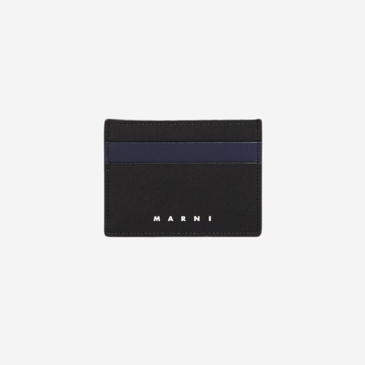 마르니 사피아노 레더 카드 케이스 블랙 블루블랙