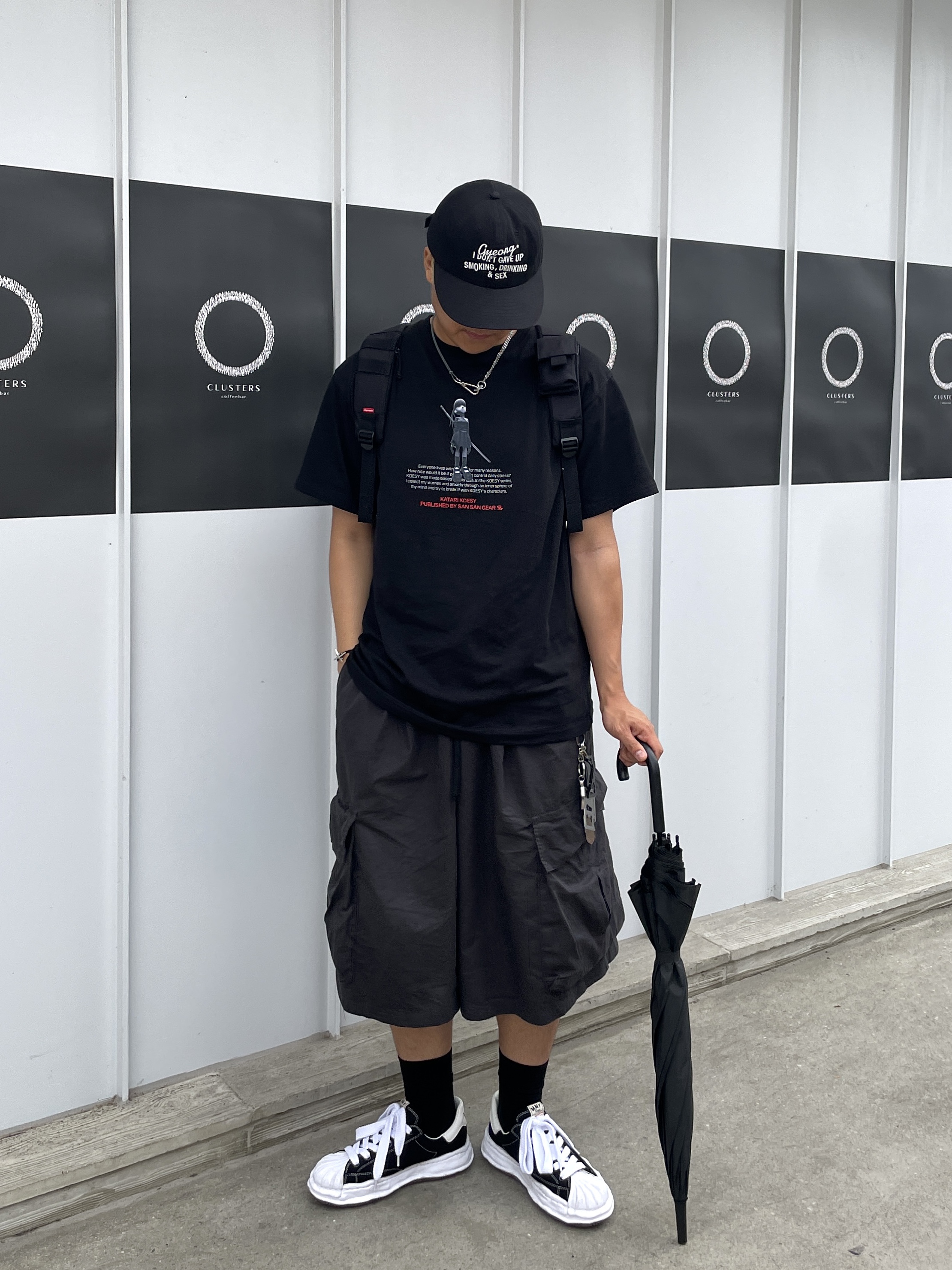 Maison Mihara Yasuhiro Blakey OG Sole Canvas Low-top Sneakers Black White, Supreme Backpack Black - 19FW 착용 스타일 - 3