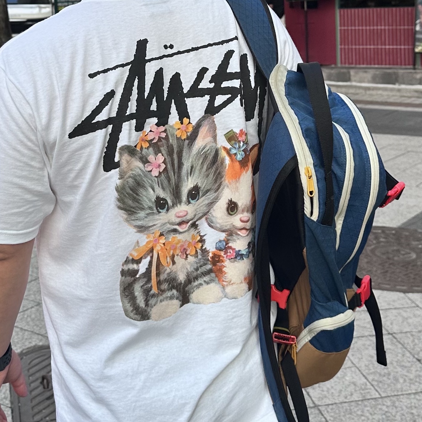 Stussy Kittens T-Shirt White 착용 스타일