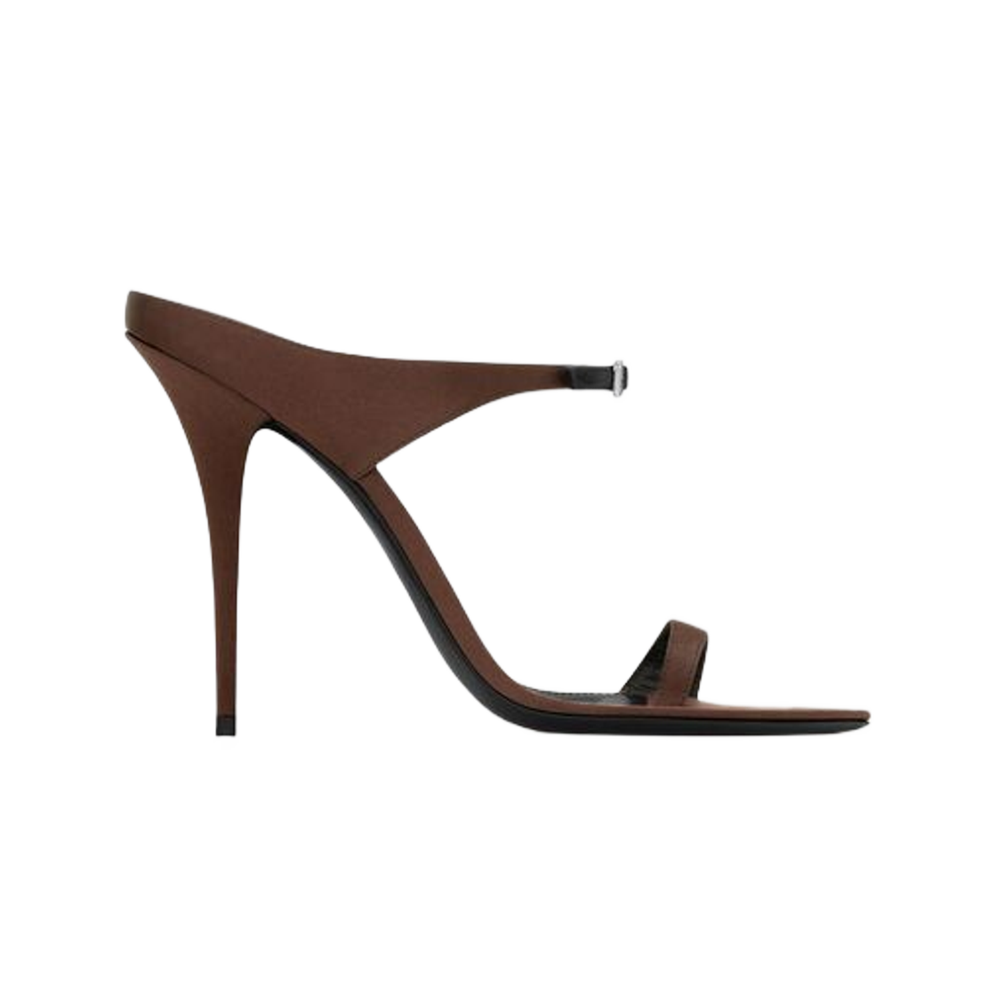 (W) 생로랑 다이브 뮬 크레페 사틴 다크 초콜렛((W) Saint Laurent Dive Mules In Crepe Satin Dark Chocolate) - 1