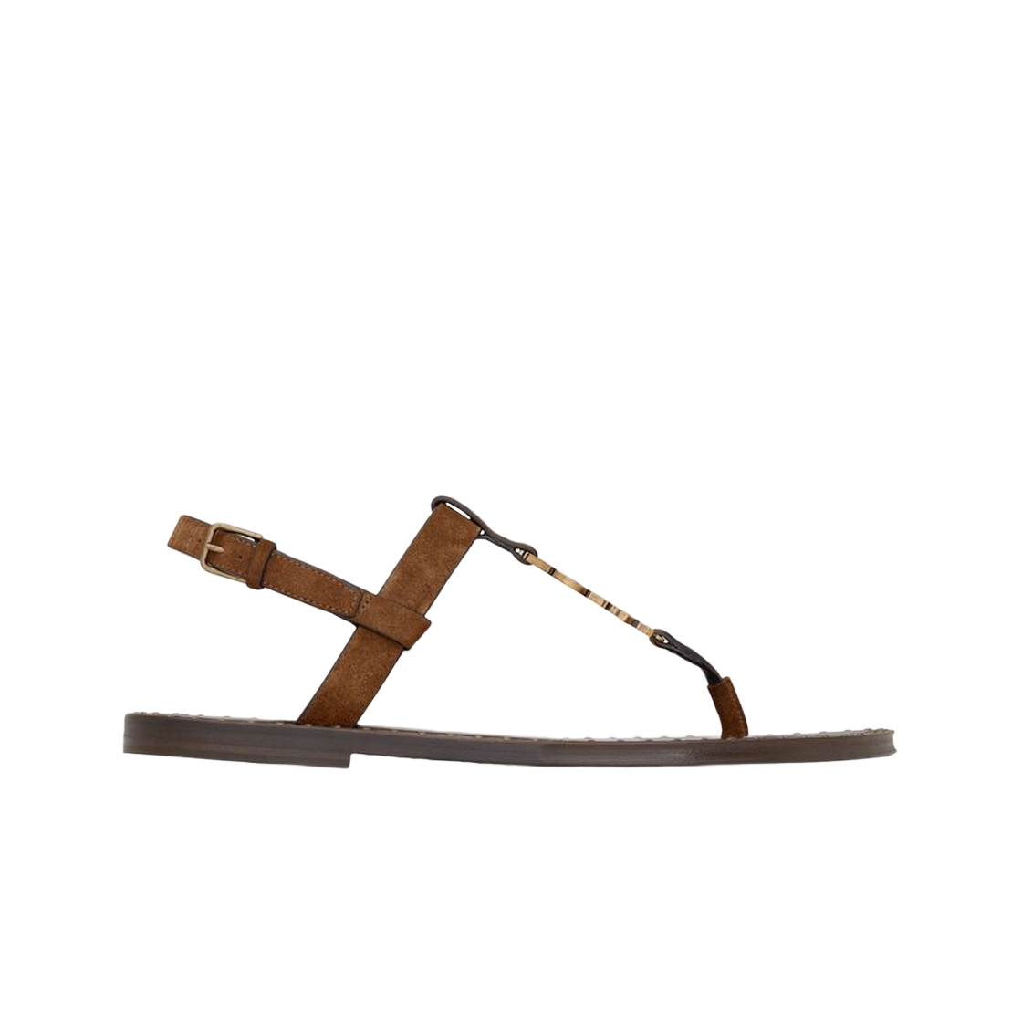 (W) 생로랑 카산드라 샌들 스웨이드 랜드((W) Saint Laurent Cassandra Sandals in Suede Land) - 1