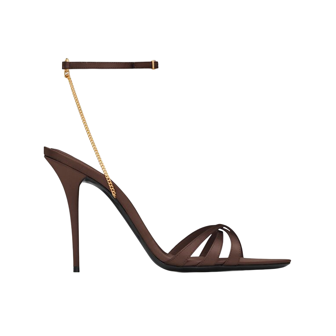(W) 생로랑 멜로디 샌들 크레페 사틴 다크 초콜렛((W) Saint Laurent Melody Sandals in Crepe Satin Dark Chocolate) - 1