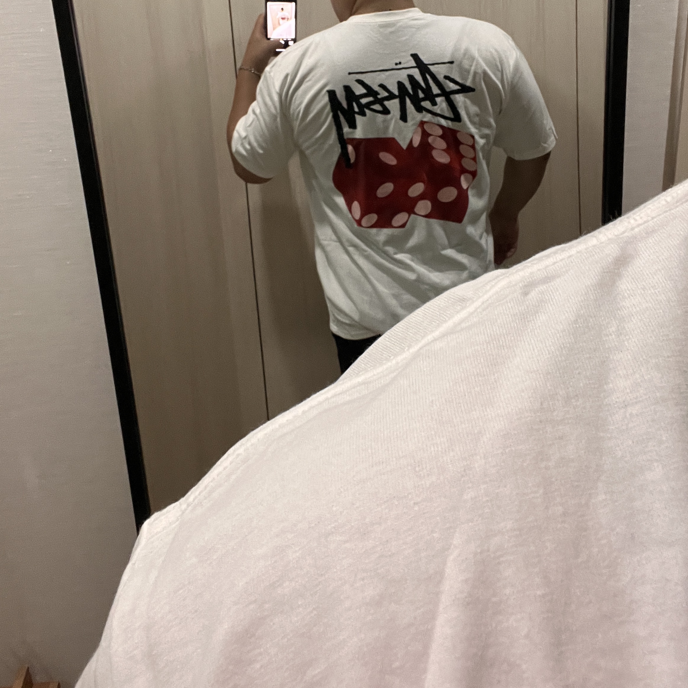 Stussy Diced Out T-Shirt White 착용 스타일 - 3