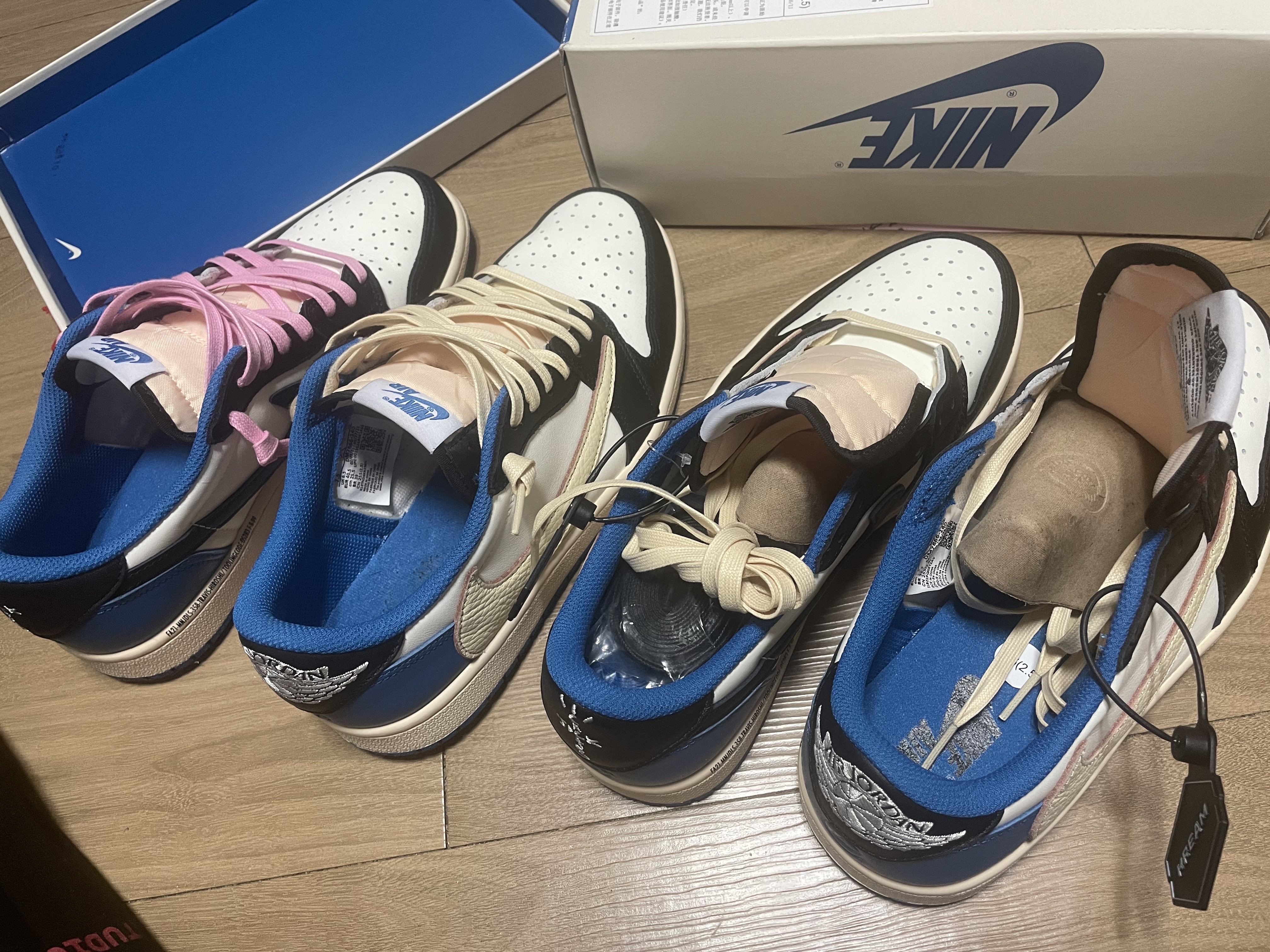 Jordan 1 x Travis Scott x Fragment Retro Low OG SP Military Blue 착용 스타일 - 1