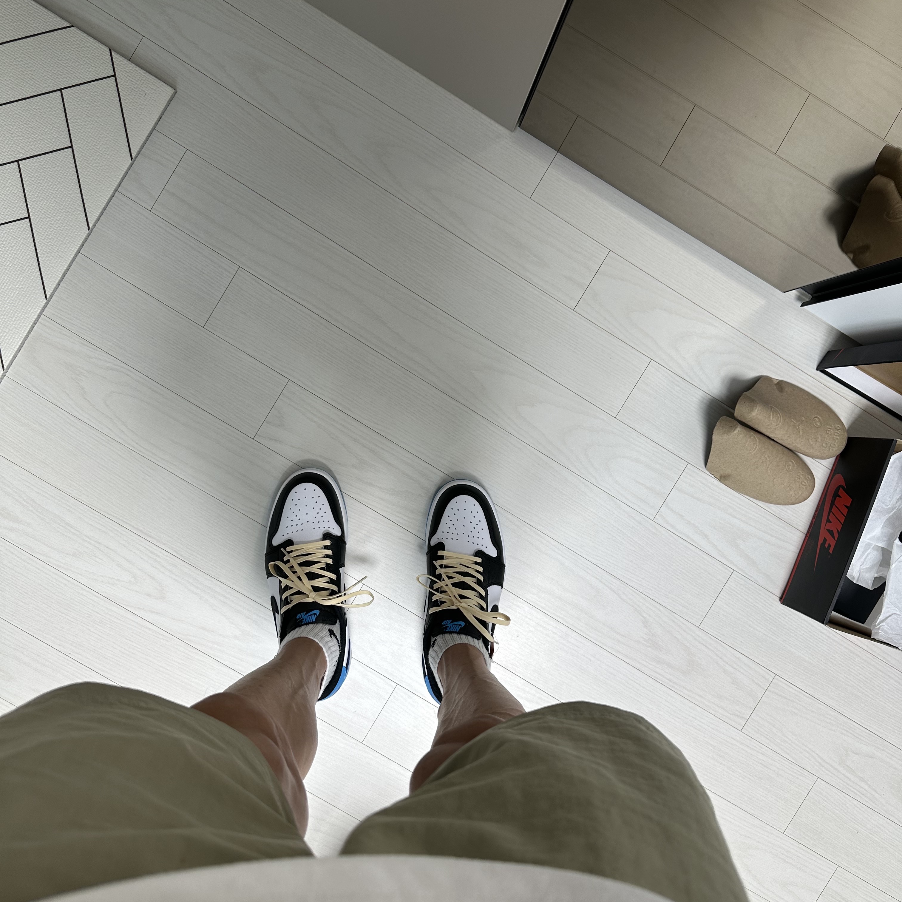 Jordan 1 Retro Low OG Black and Dark Powder Blue 착용 스타일 - 3