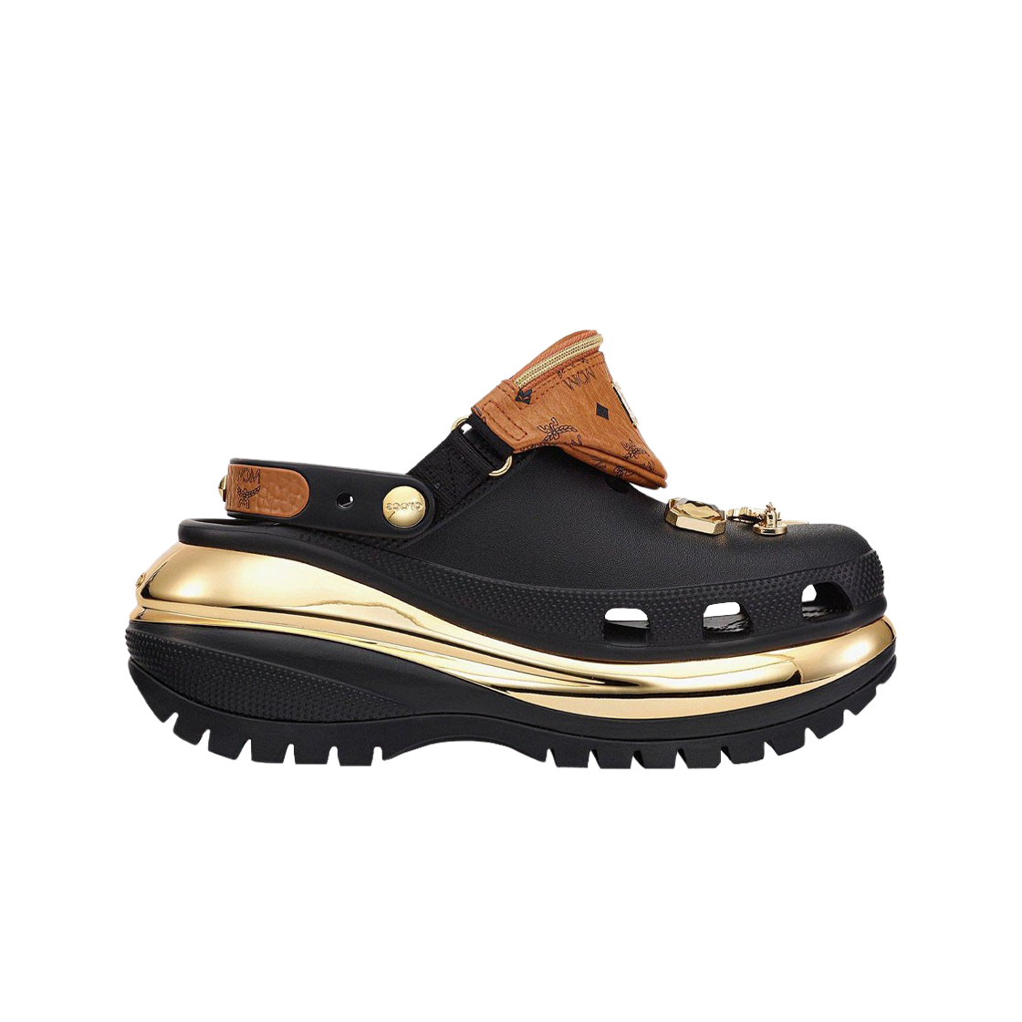 크록스 x MCM 메가 크러쉬 클로그 블랙 (벨트백 브레이슬릿 포함)(Crocs x MCM Mega Crush Clog Black (With Belt Bag Bracelet))