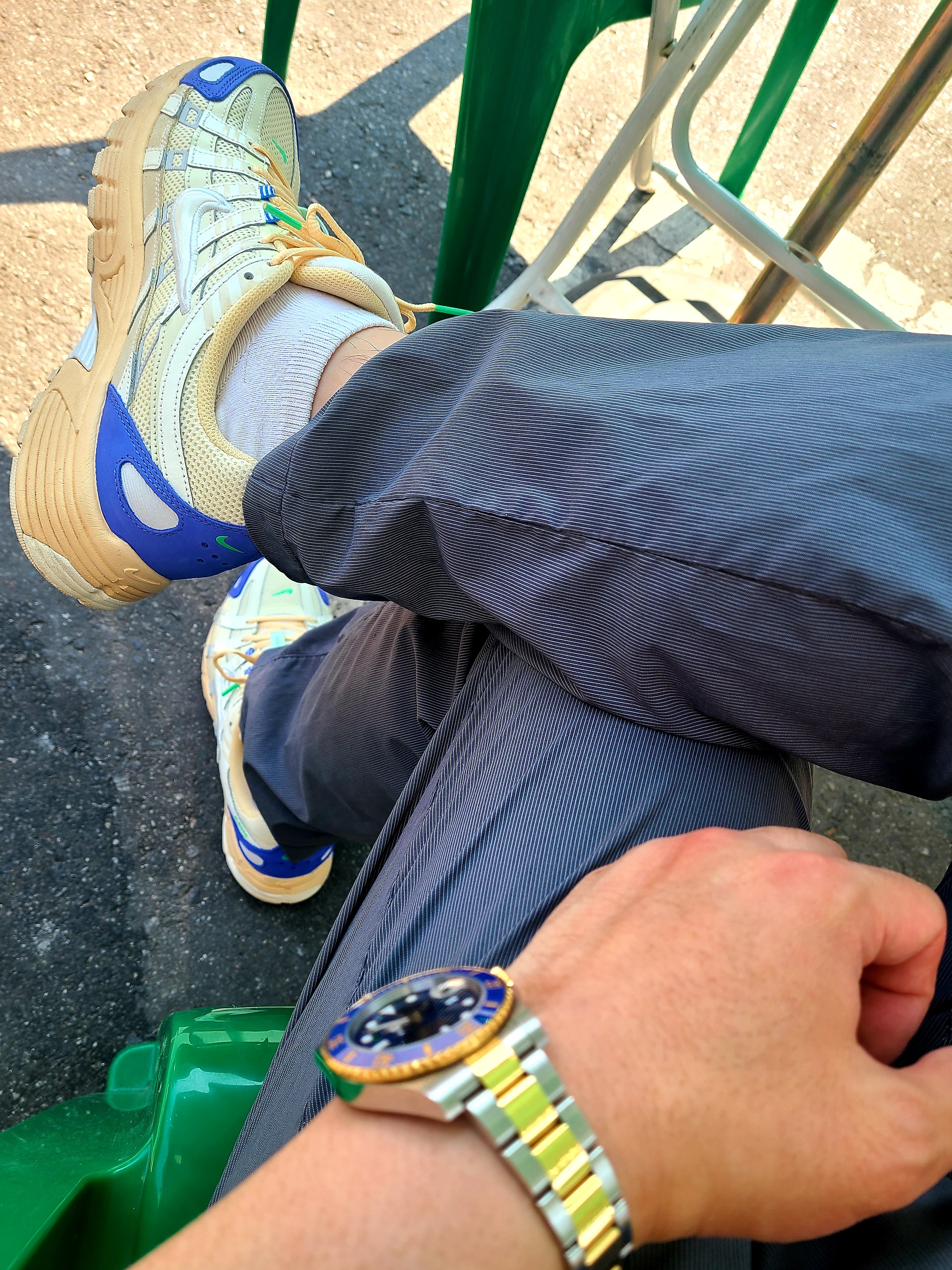 Nike P-6000 Coconut Milk Medium Blue 착용 스타일