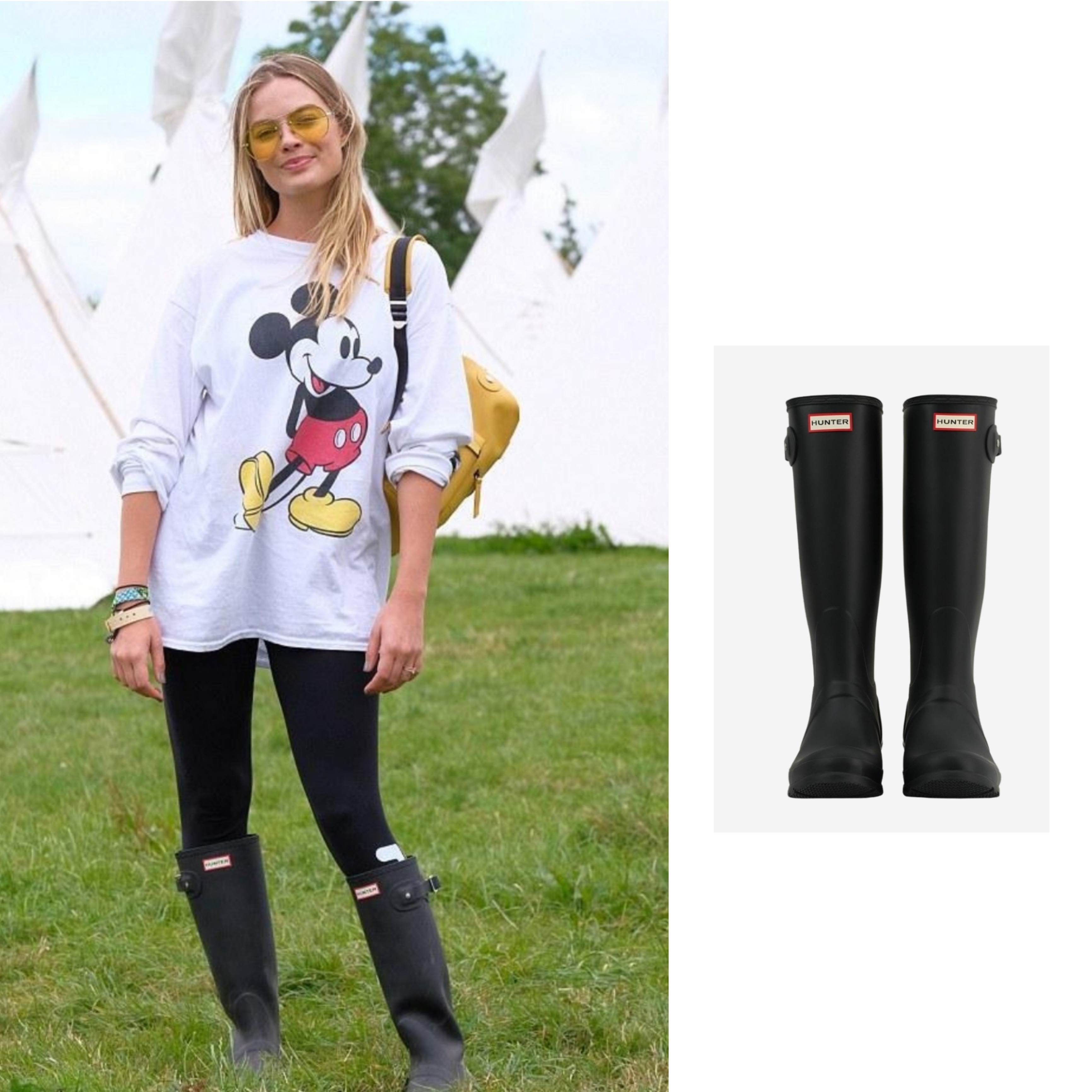(W) Hunter Original Tall Rain Boots Black, (W) Hunter Play Tall Wellington Rain Boots Black 착용 스타일