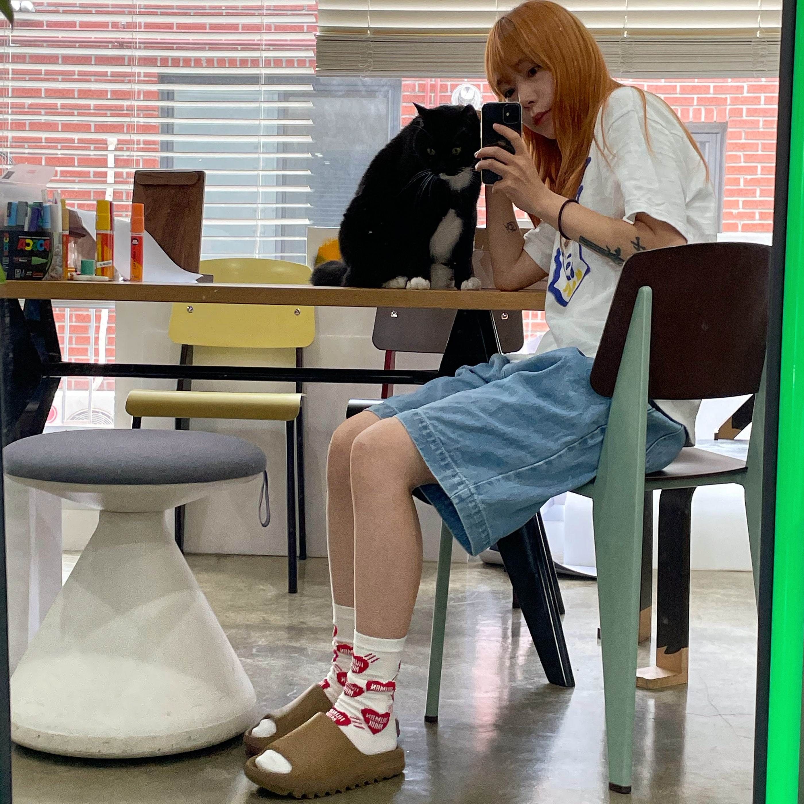 Human Made Heart Pattern Socks Red 착용 스타일